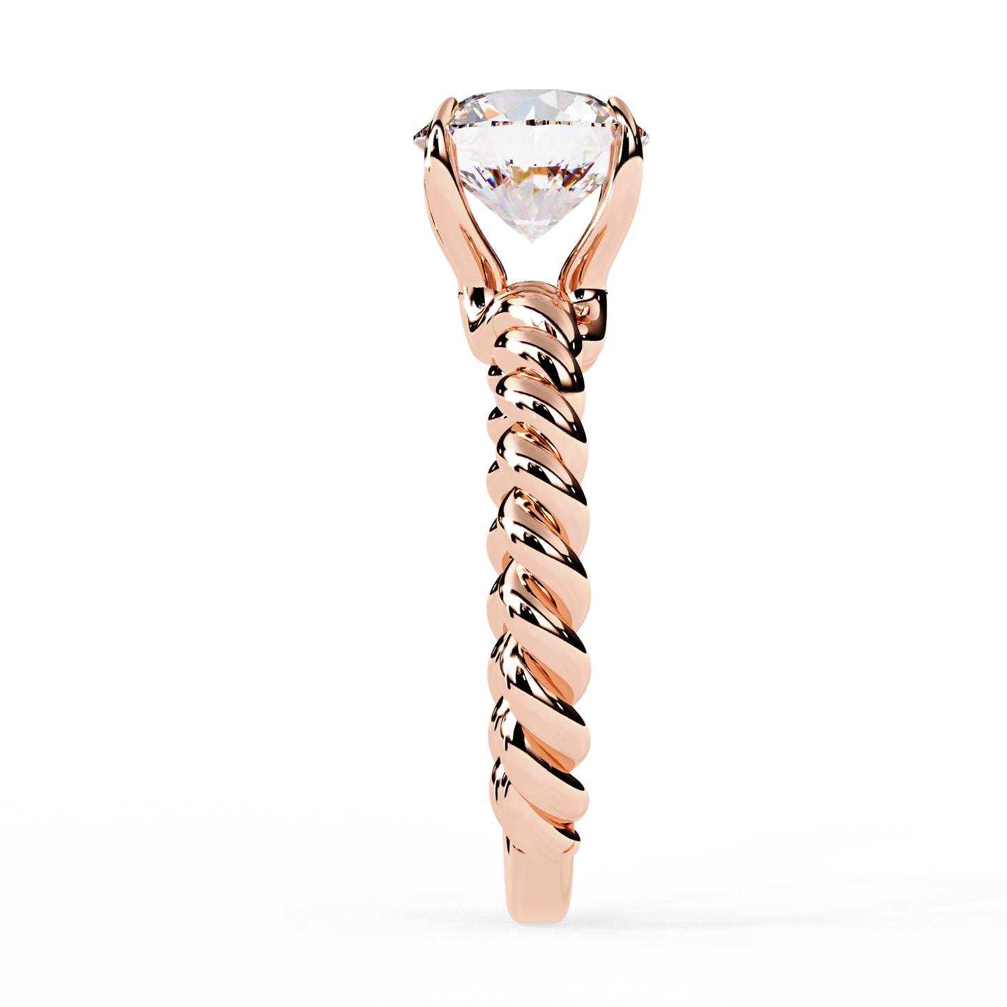 twist solitaire lab grown diamond ring