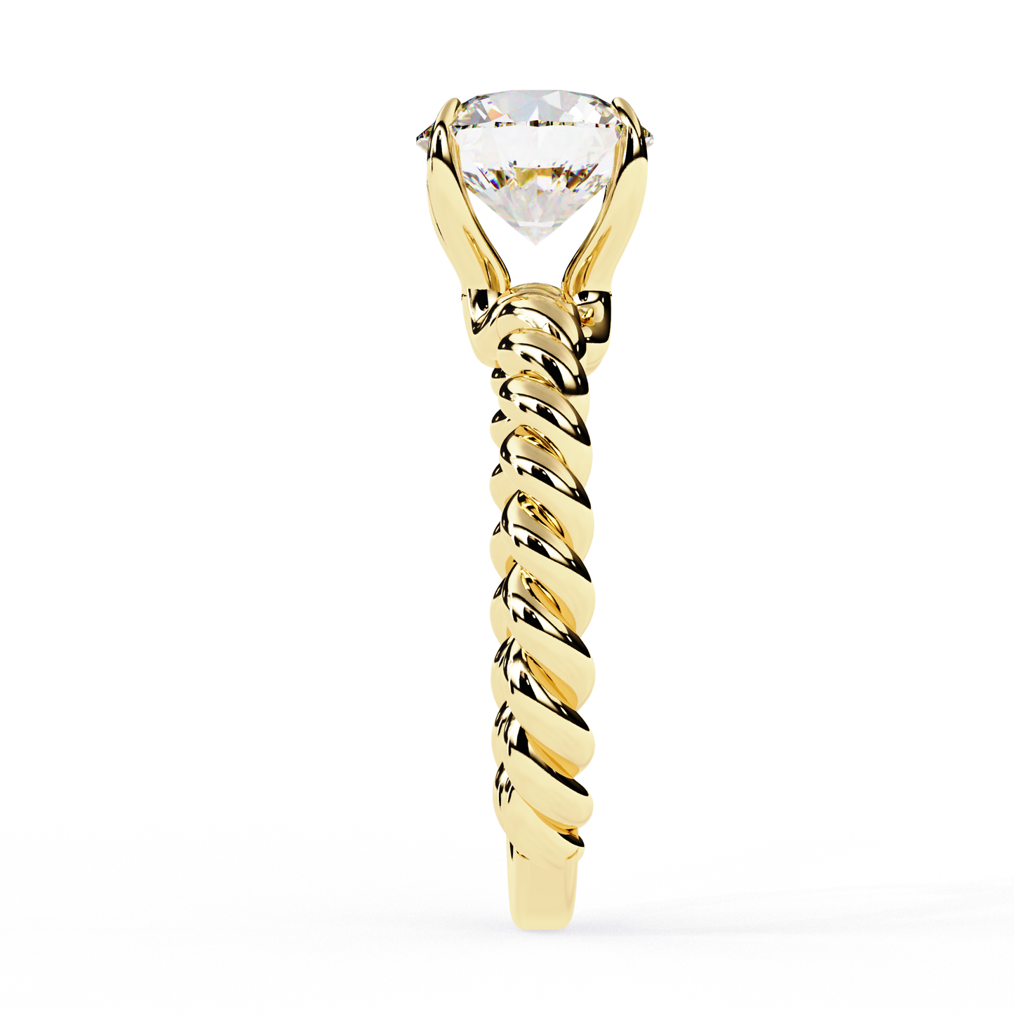 twist solitaire lab grown diamond ring