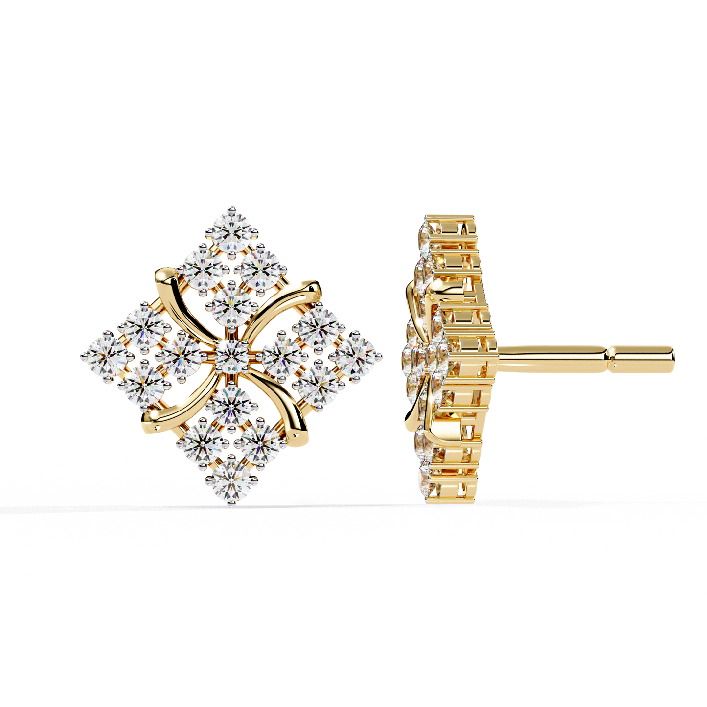 quilted radiance cluster lab grown diamond studs