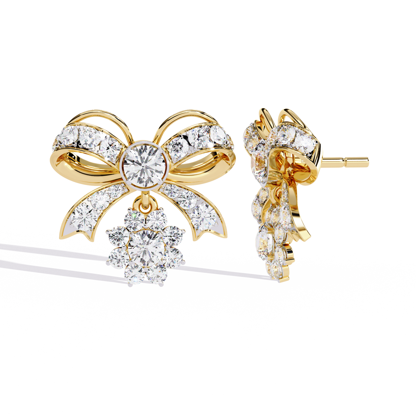 fête bow cluster lab grown diamond studs