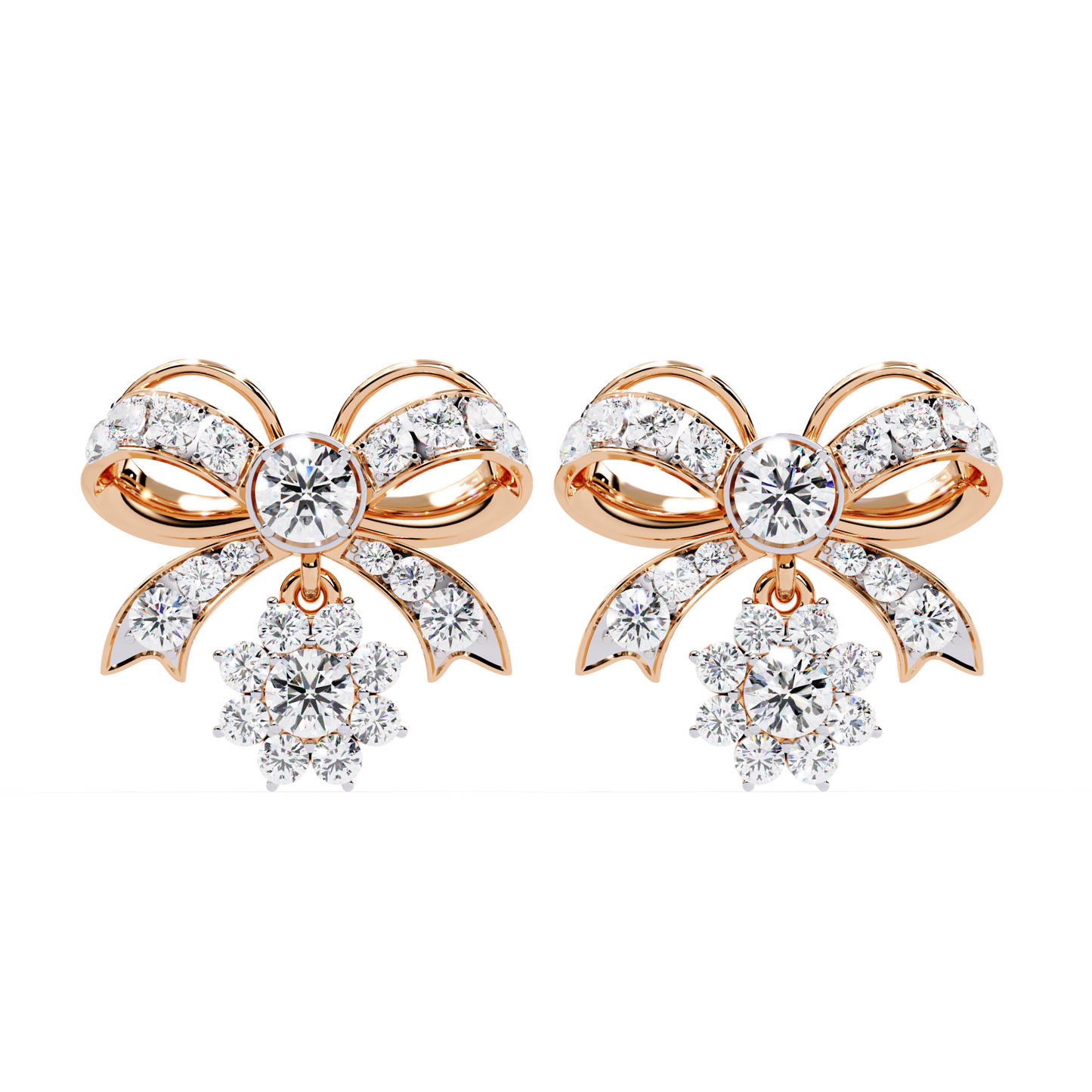 fête bow cluster lab grown diamond studs