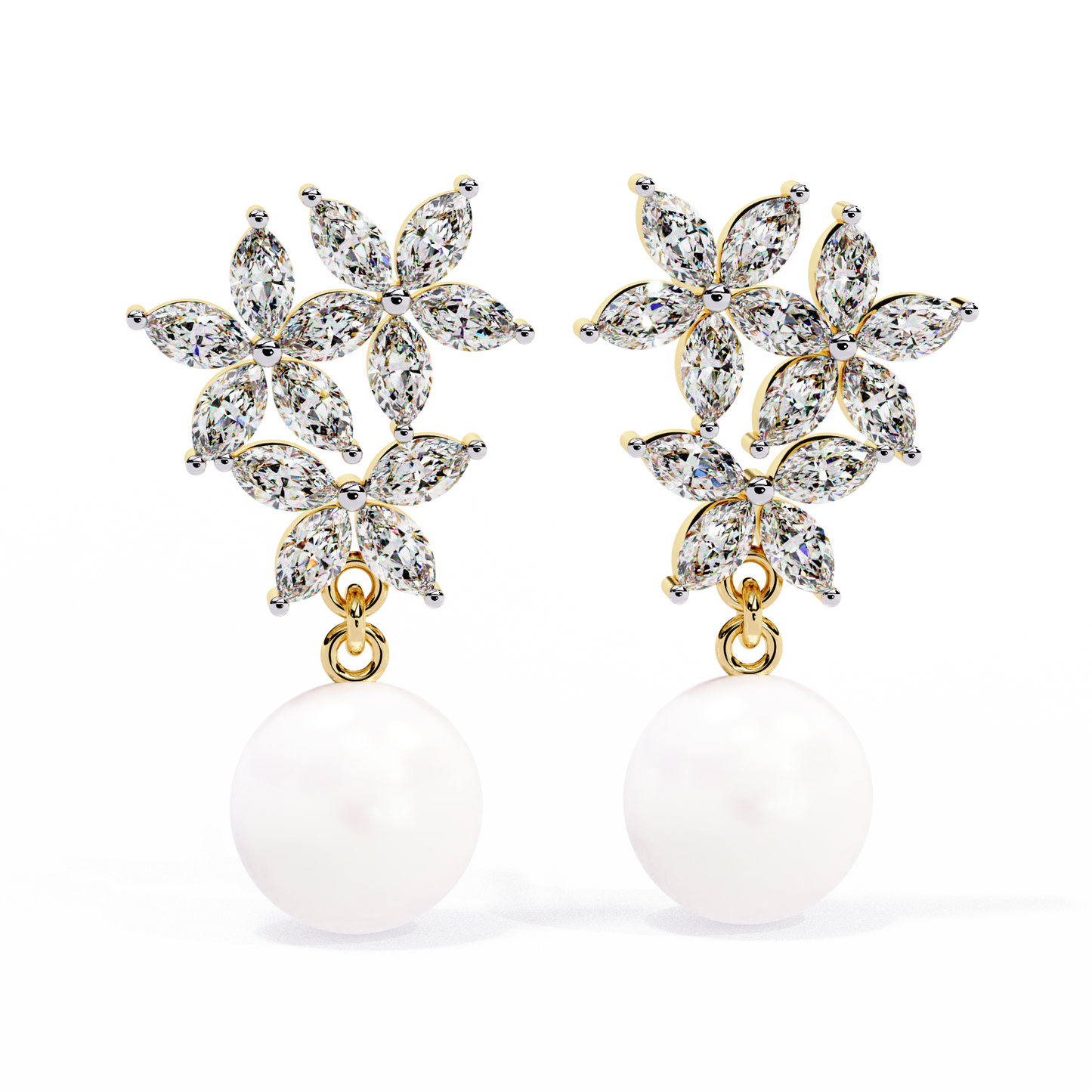 celestia marquise cluster pearl drop earrings