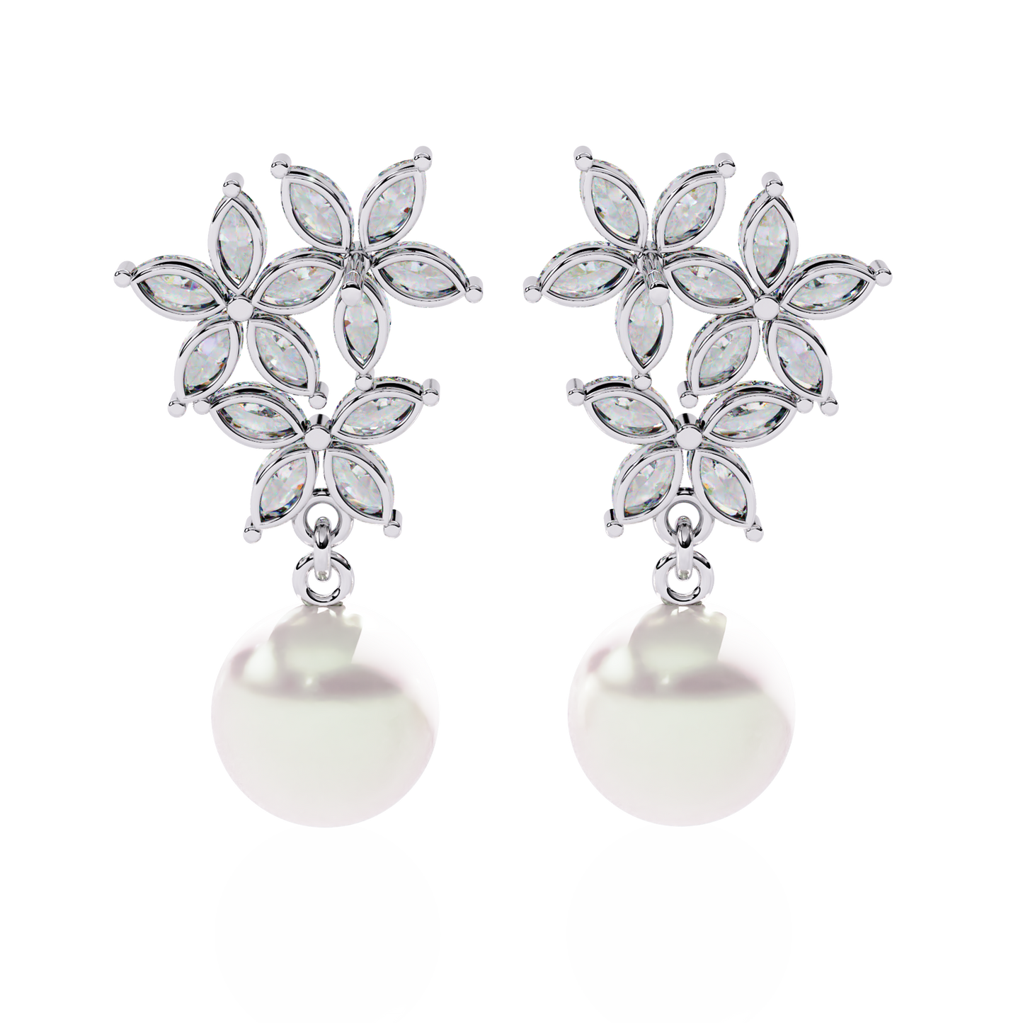 celestia marquise cluster pearl drop earrings
