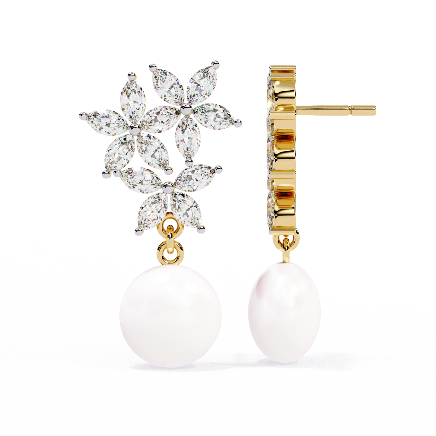 celestia marquise cluster pearl drop earrings