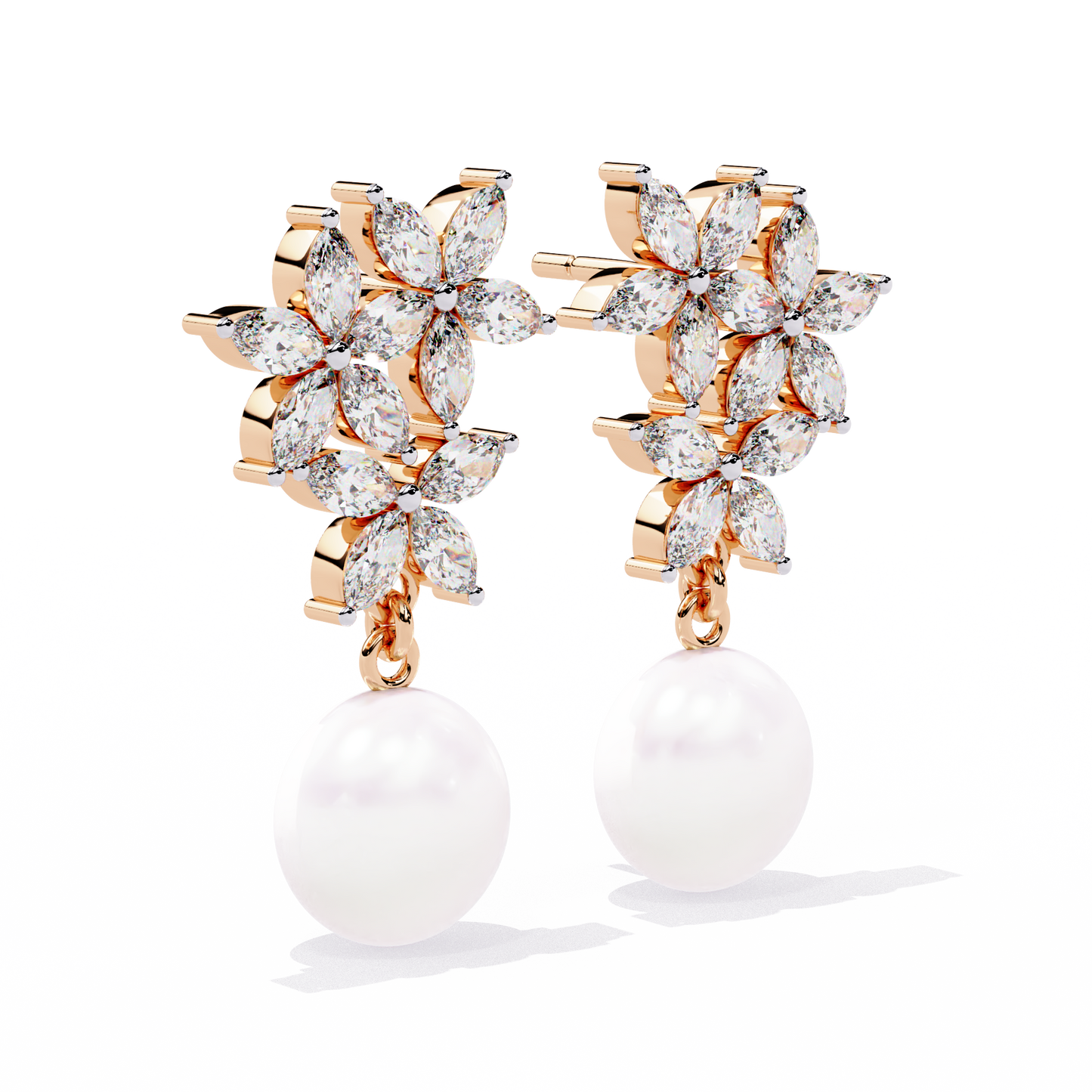 celestia marquise cluster pearl drop earrings
