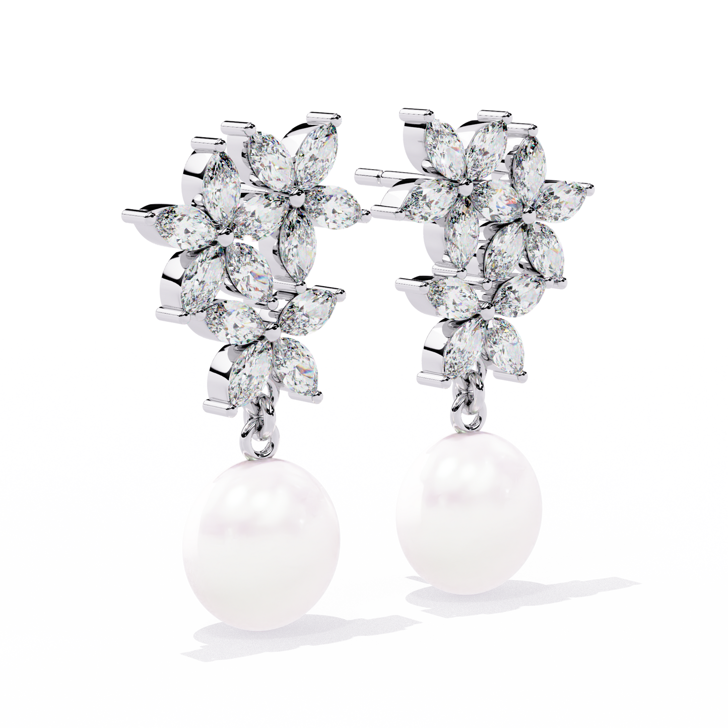 celestia marquise cluster pearl drop earrings