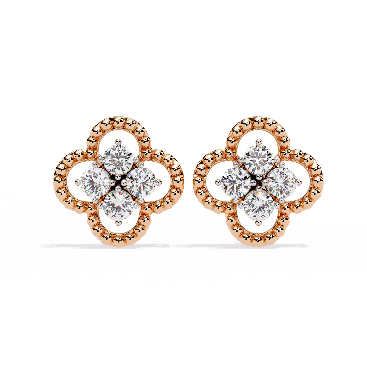 lucky clover cluster lab grown diamond studs