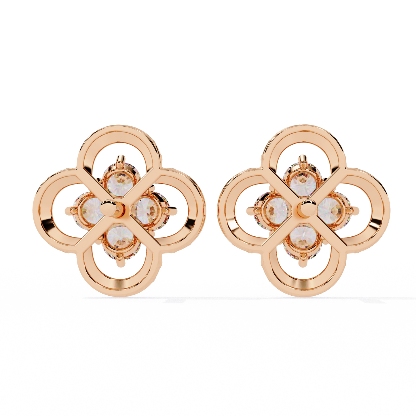 lucky clover cluster lab grown diamond studs