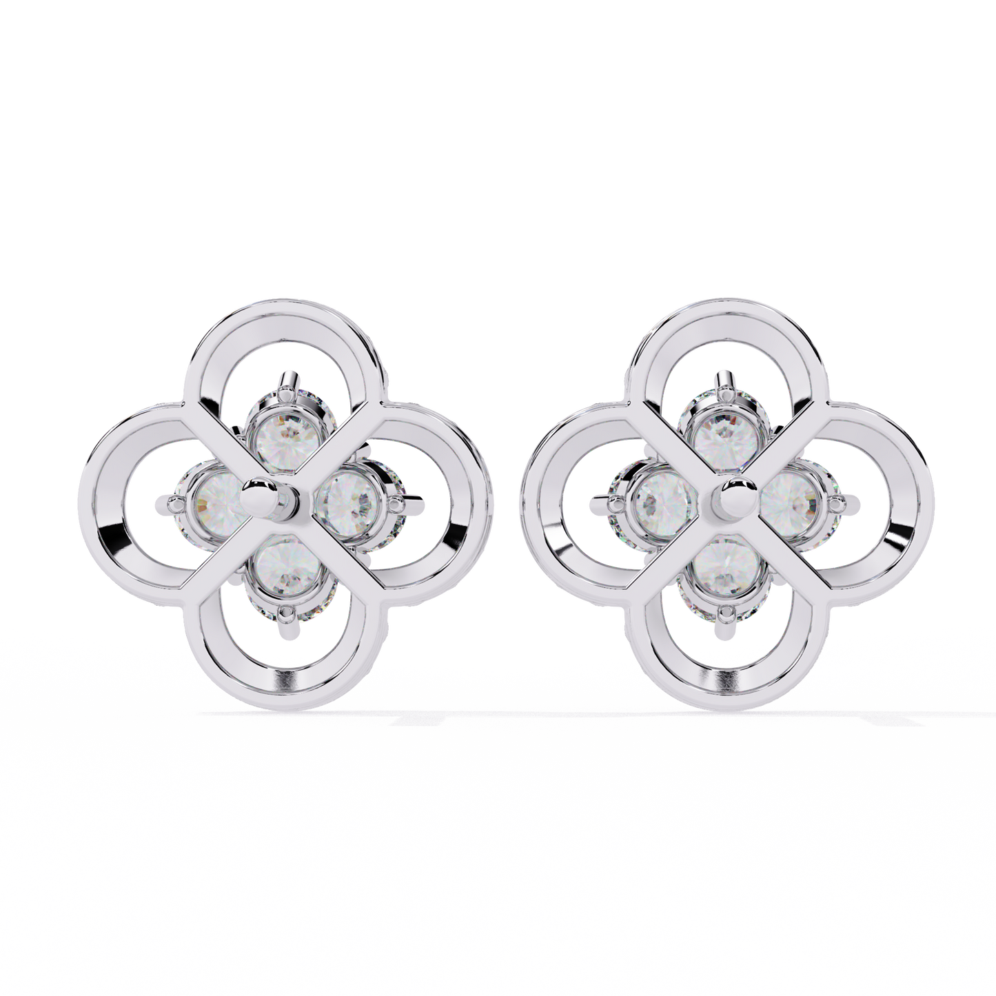 lucky clover cluster lab grown diamond studs