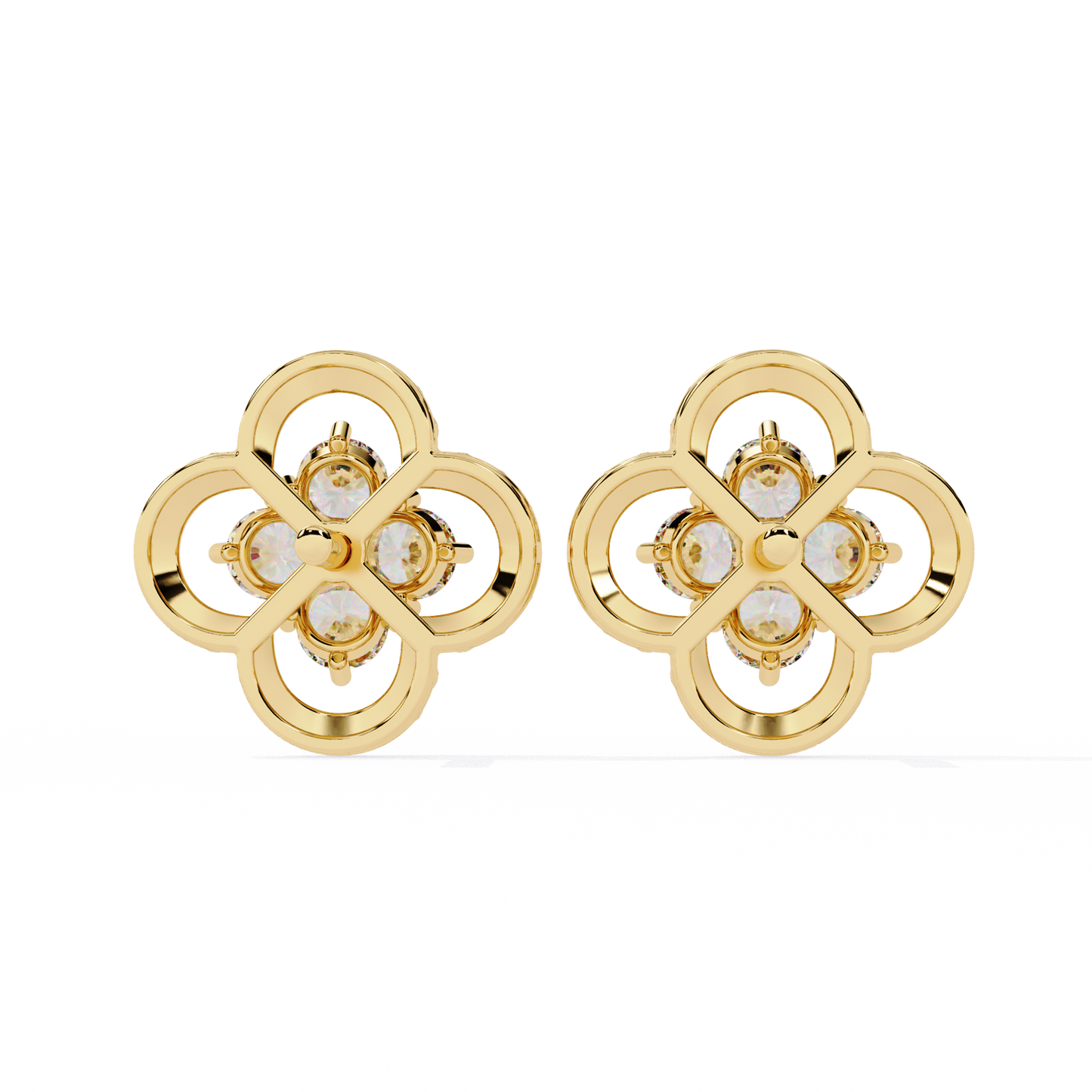 lucky clover cluster lab grown diamond studs