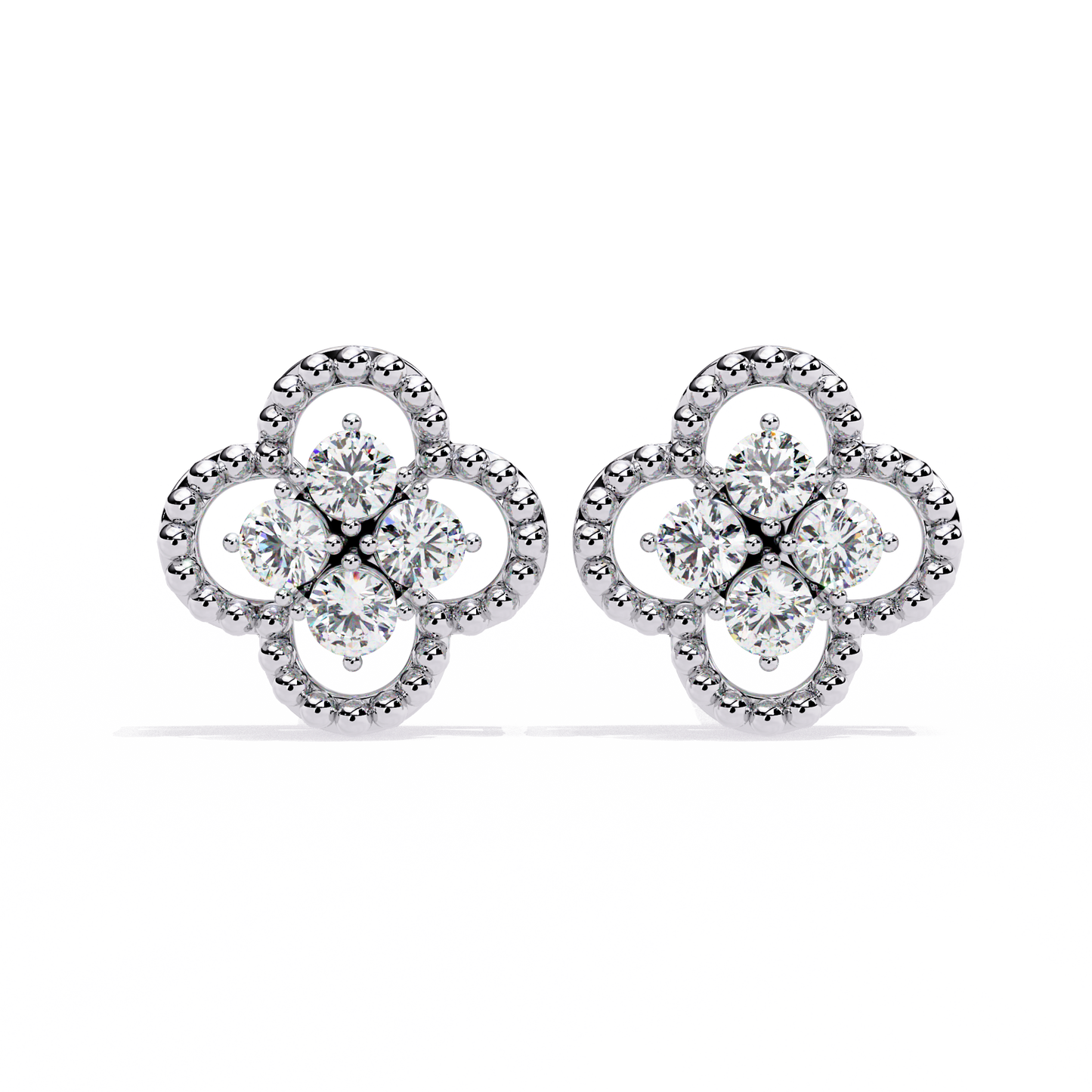 lucky clover cluster lab grown diamond studs