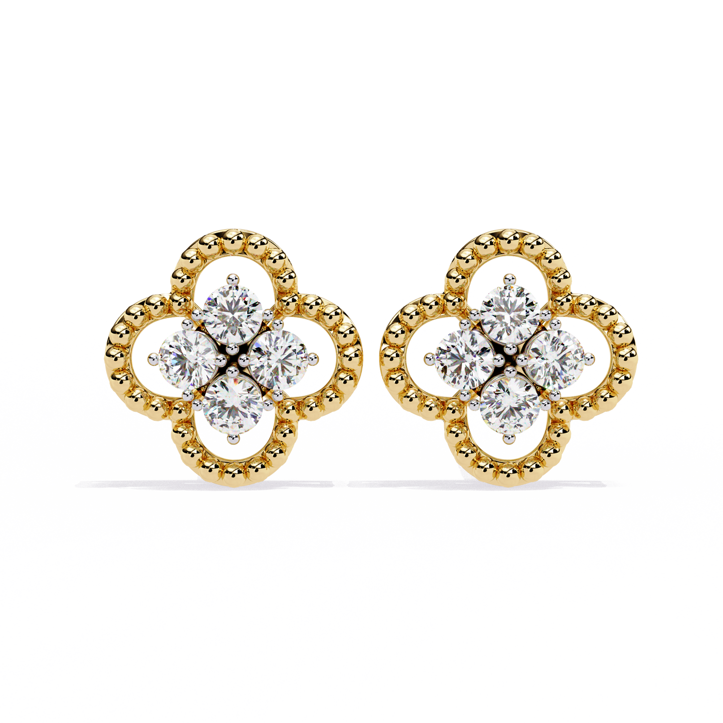 lucky clover cluster lab grown diamond studs