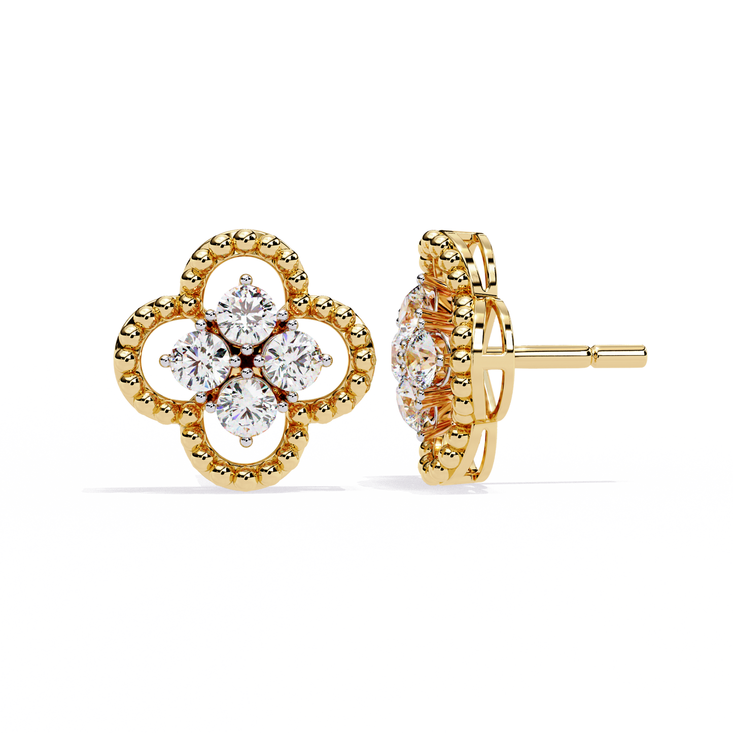 lucky clover cluster lab grown diamond studs