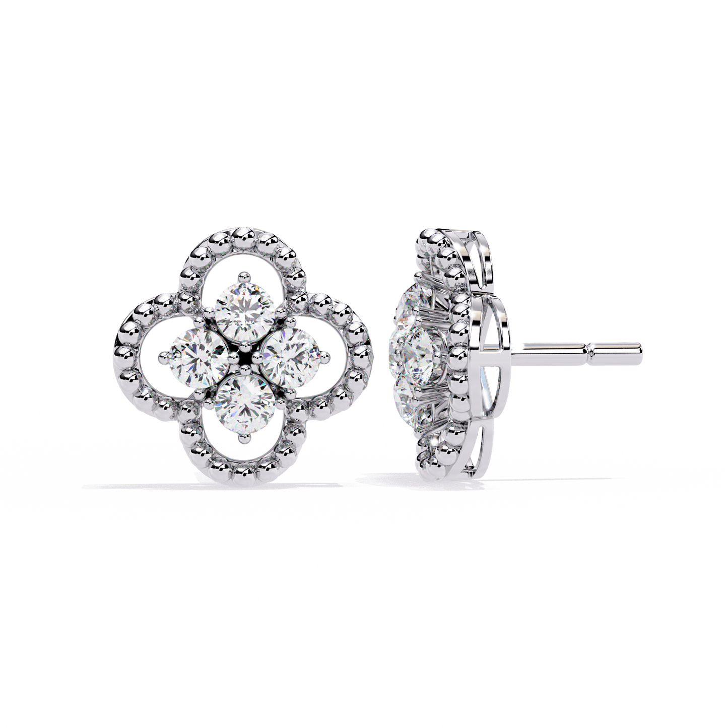 lucky clover cluster lab grown diamond studs