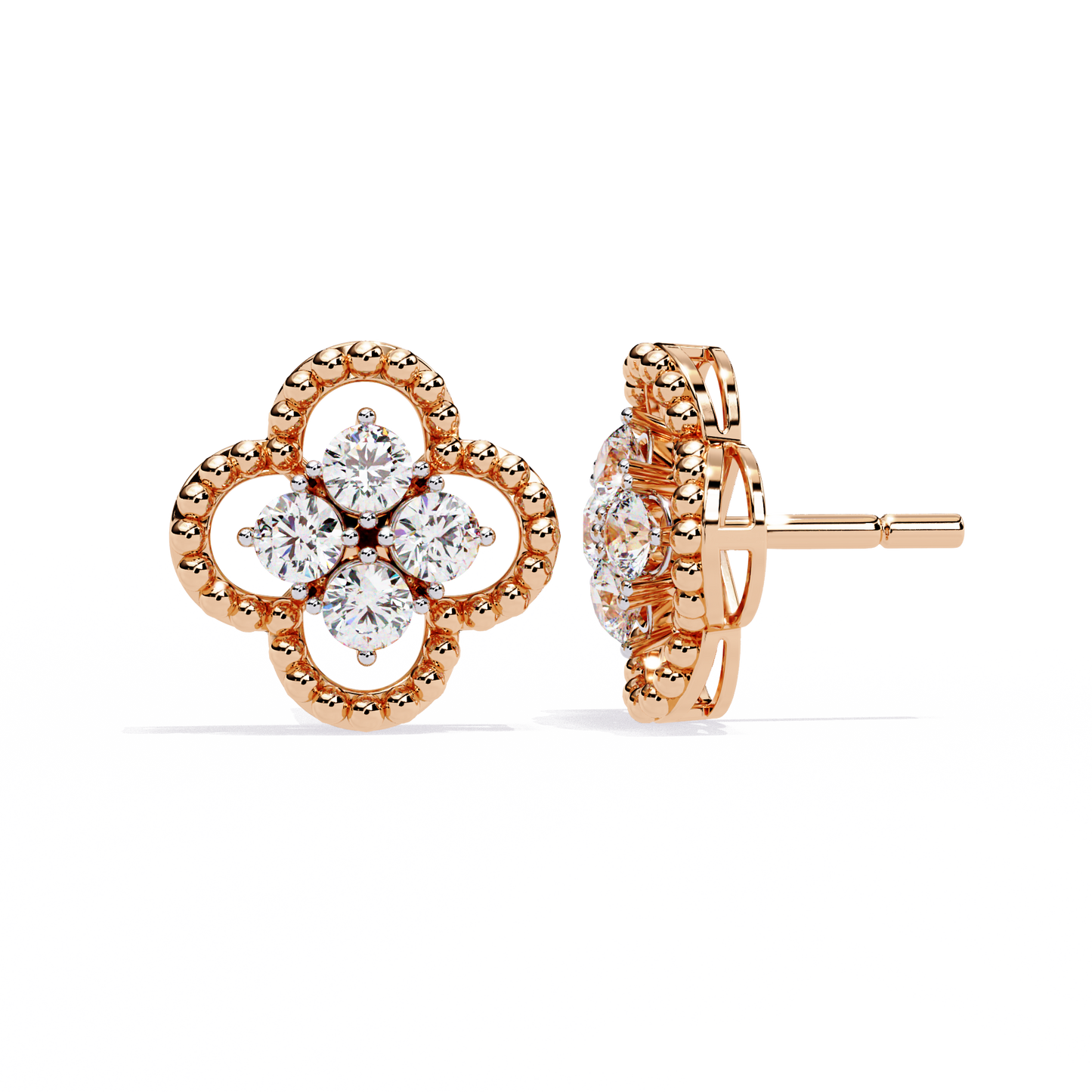 lucky clover cluster lab grown diamond studs