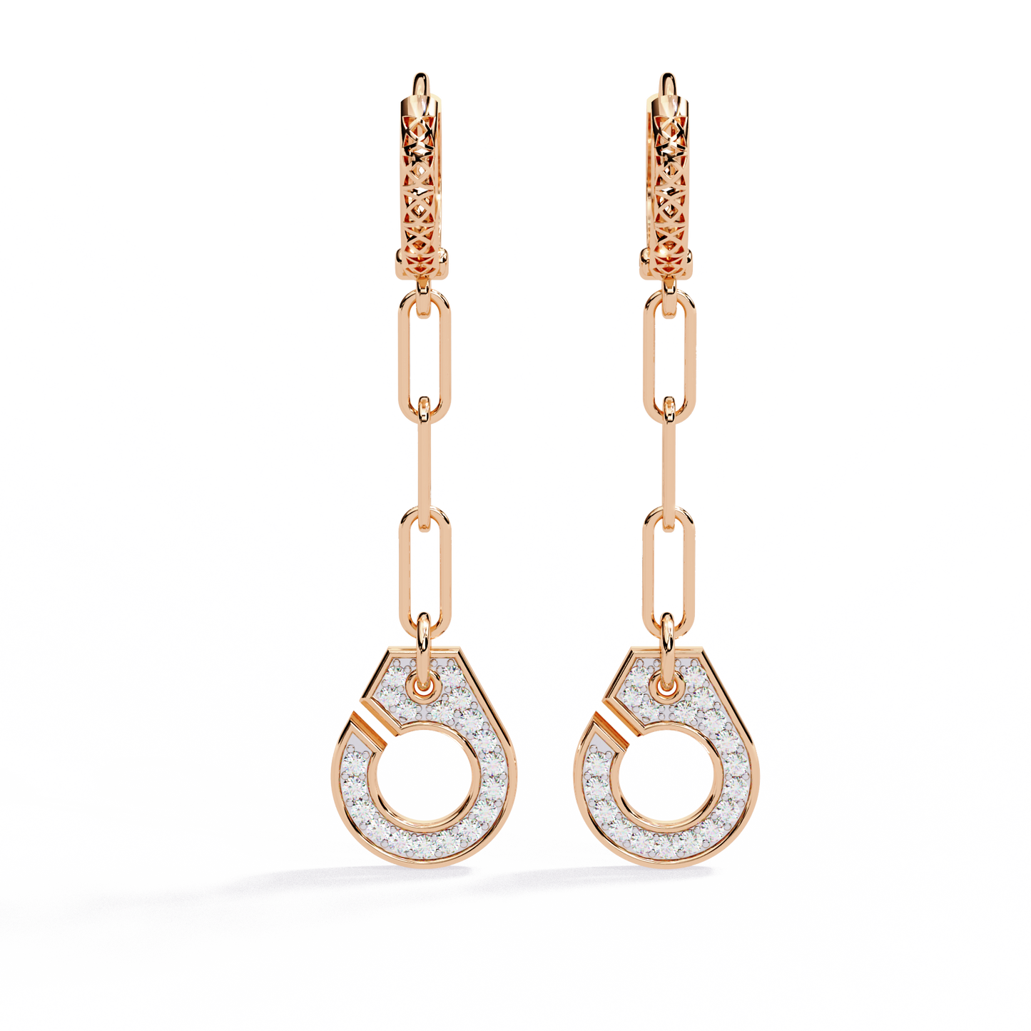 link luxe geometric gold drop lab grown diamond earrings