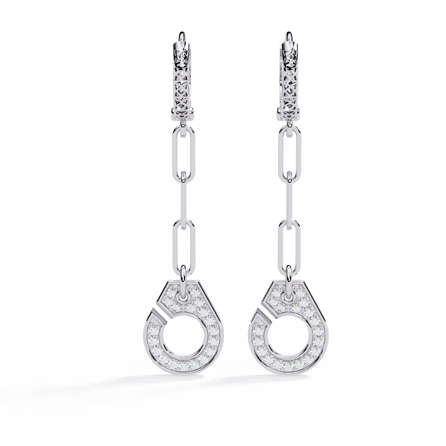 link luxe geometric gold drop lab grown diamond earrings
