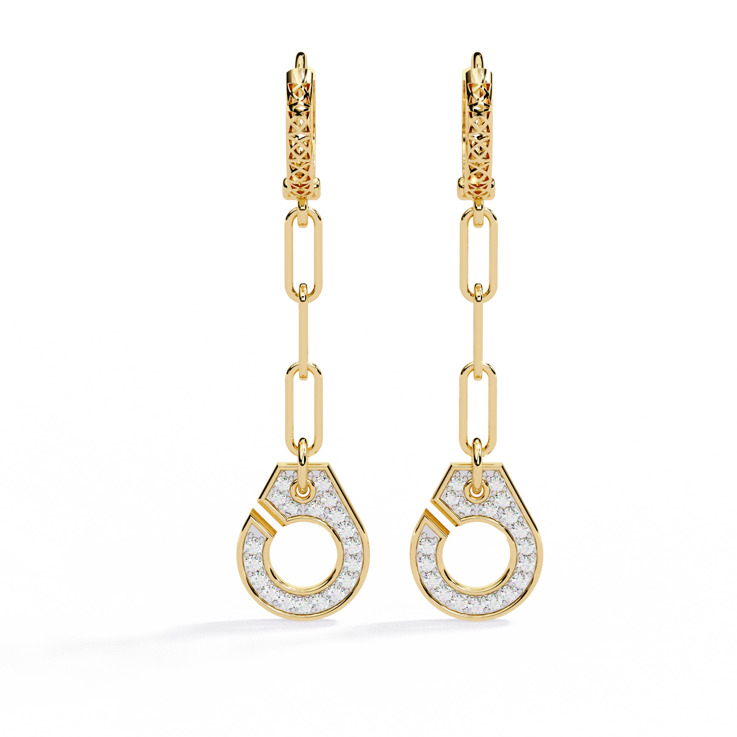 link luxe geometric gold drop lab grown diamond earrings