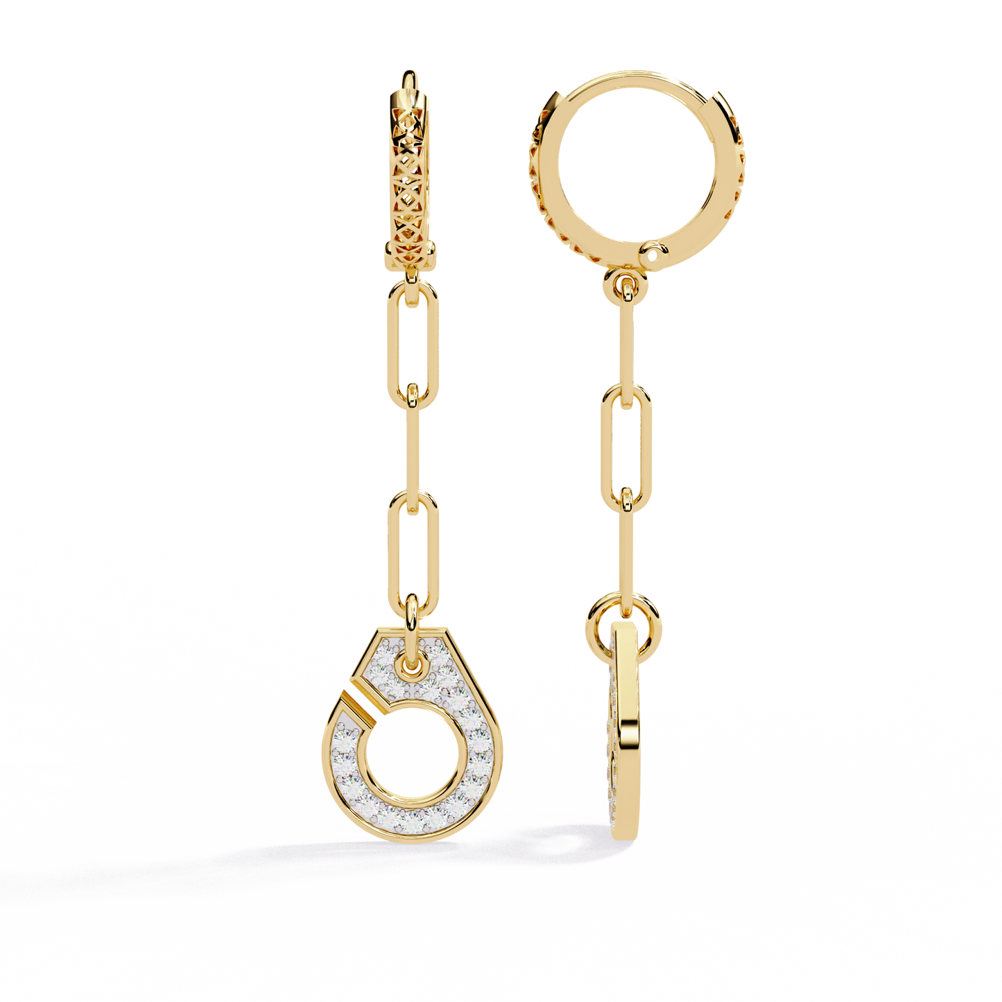 link luxe geometric gold drop lab grown diamond earrings