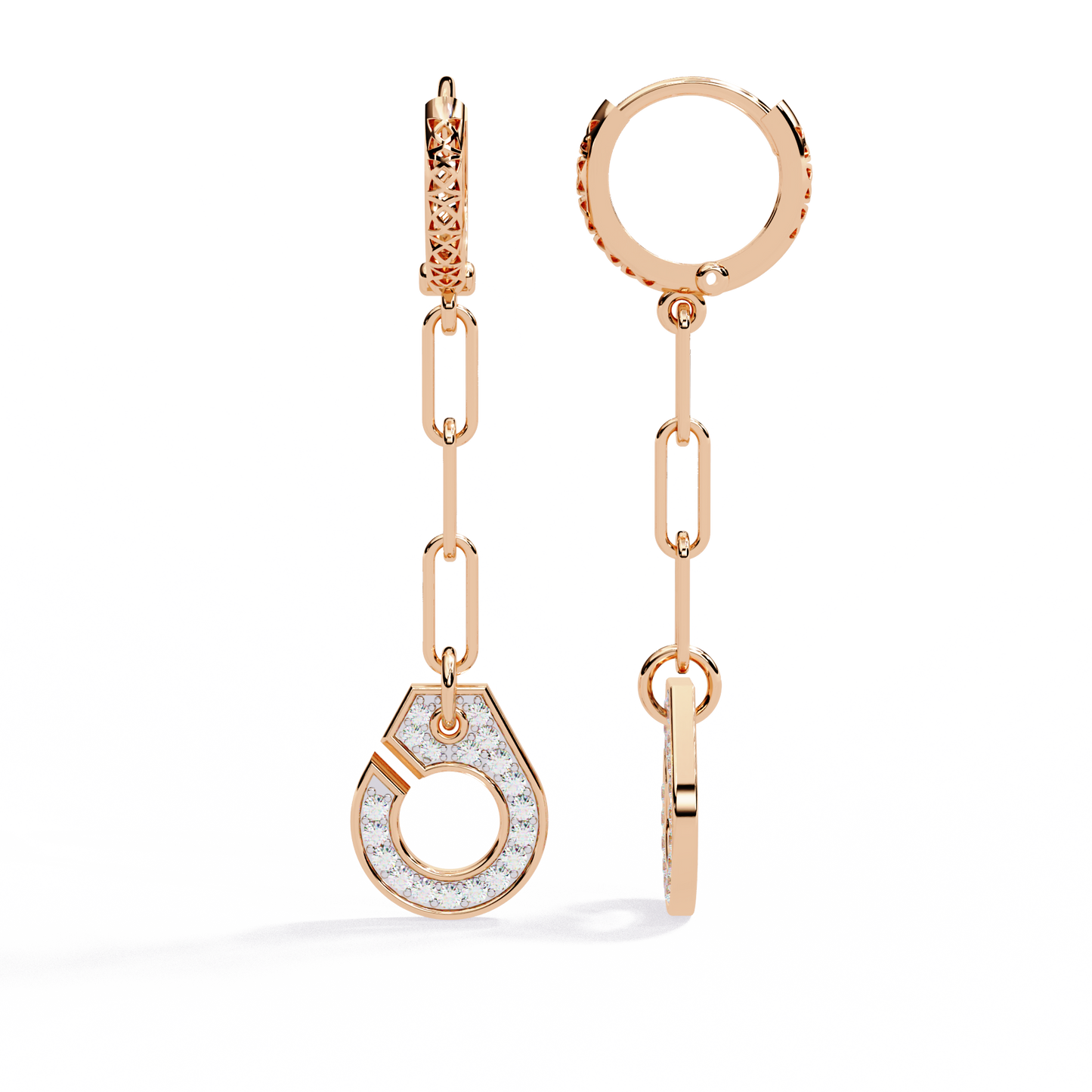 link luxe geometric gold drop lab grown diamond earrings
