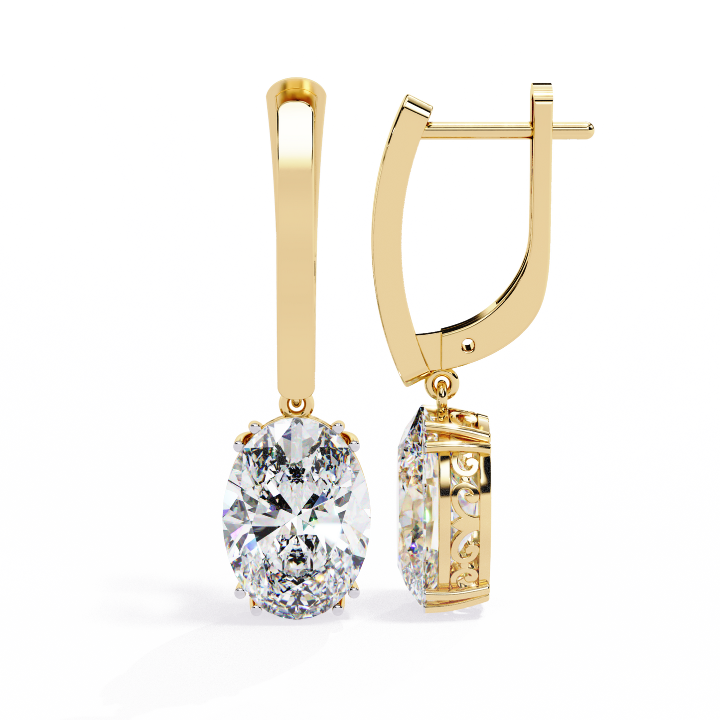 era oval solitaire drop lab grown diamond earrings