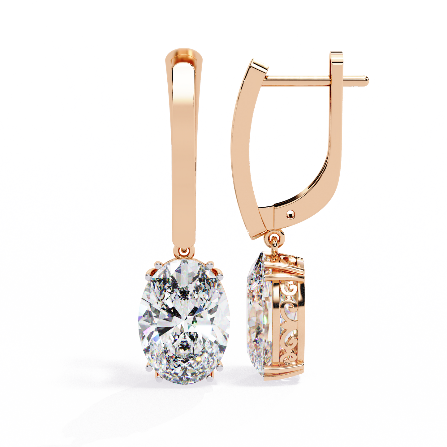 era oval solitaire drop lab grown diamond earrings
