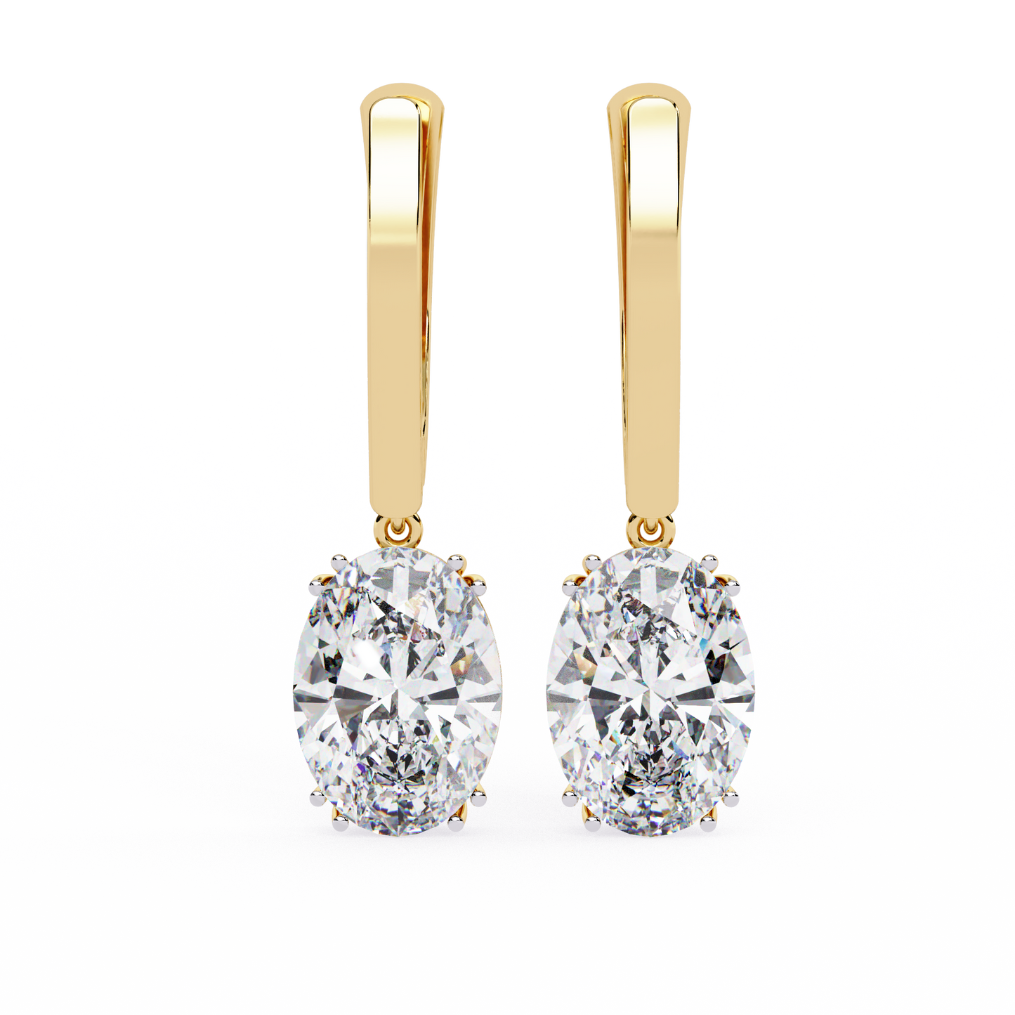 era oval solitaire drop lab grown diamond earrings