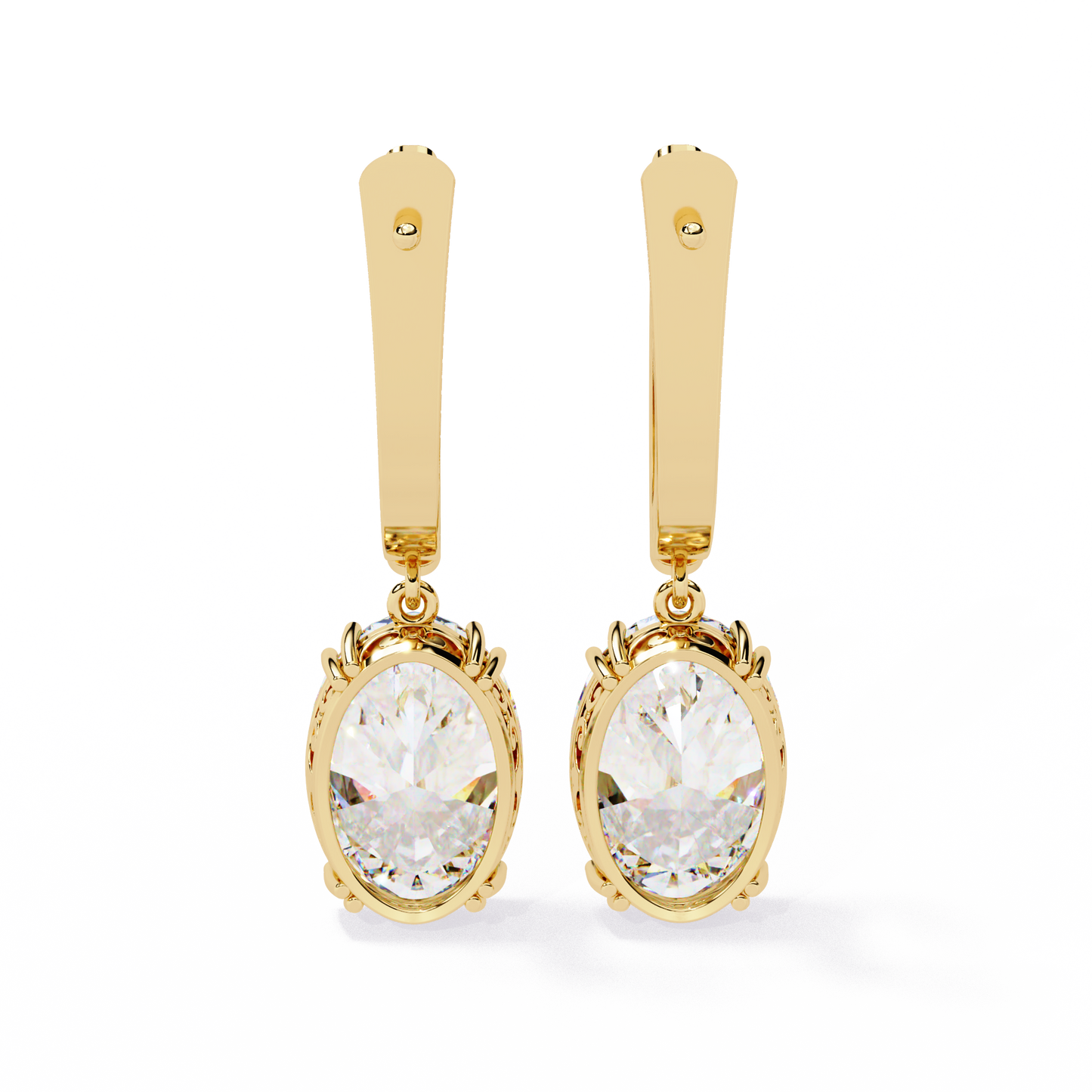 era oval solitaire drop lab grown diamond earrings