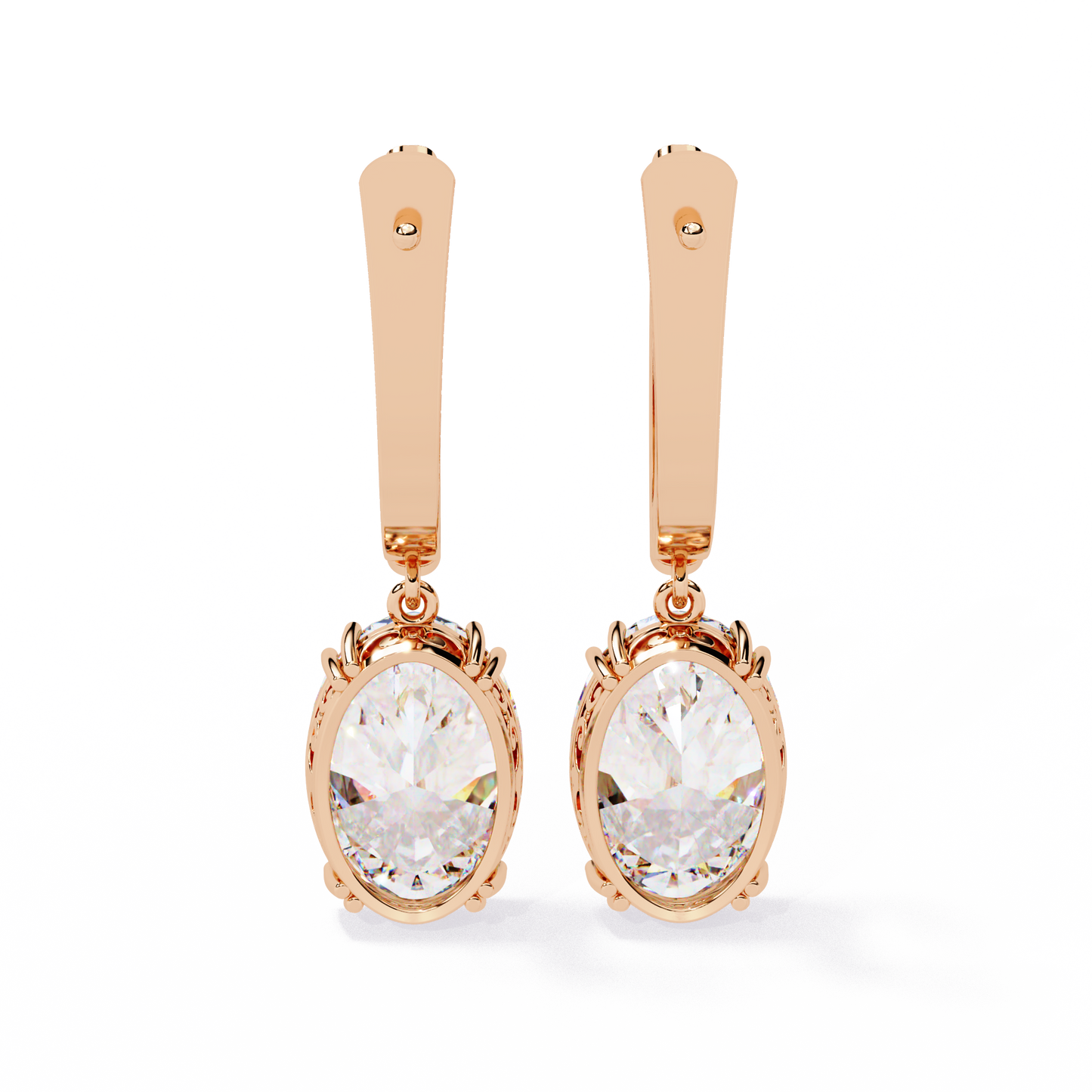 era oval solitaire drop lab grown diamond earrings
