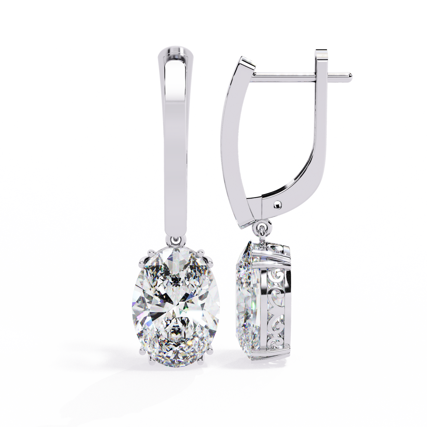 era oval solitaire drop lab grown diamond earrings