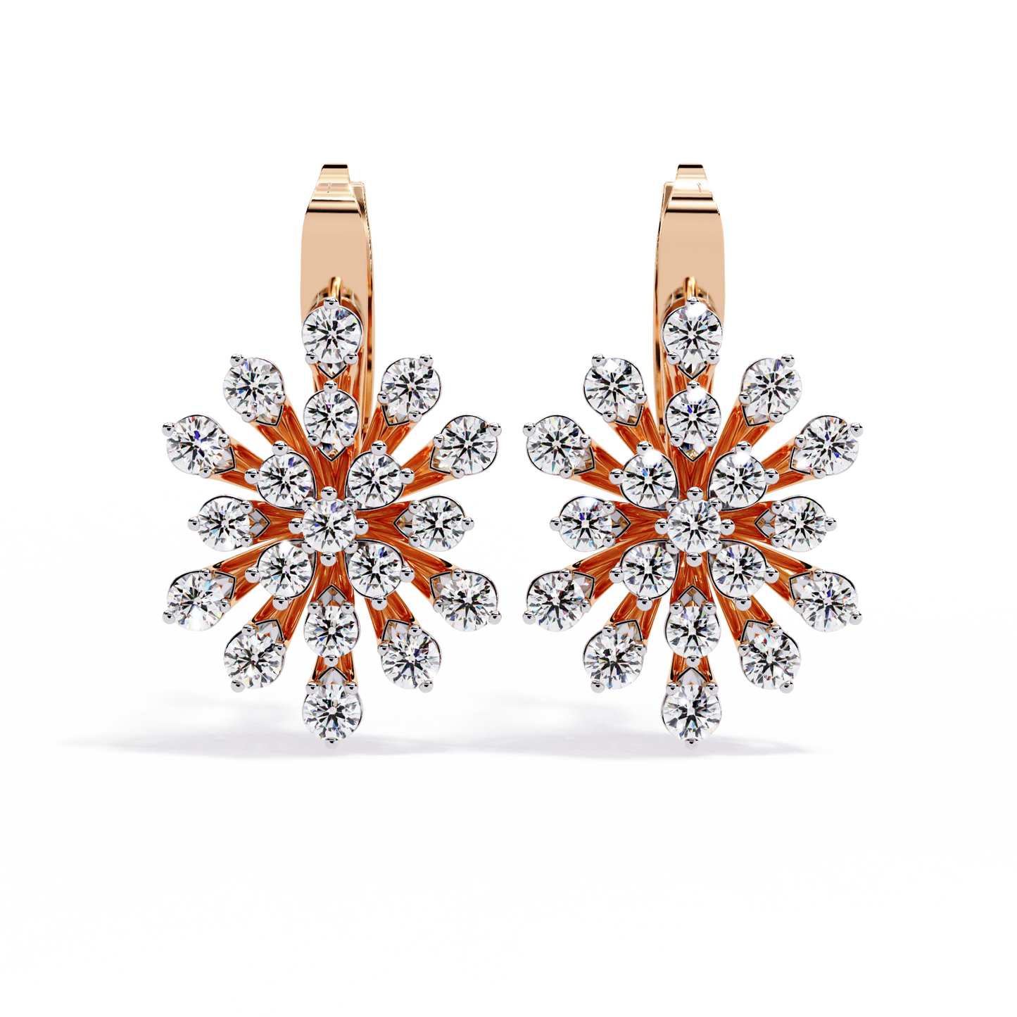 aurora sunburst cluster lab grown diamond drop earrings