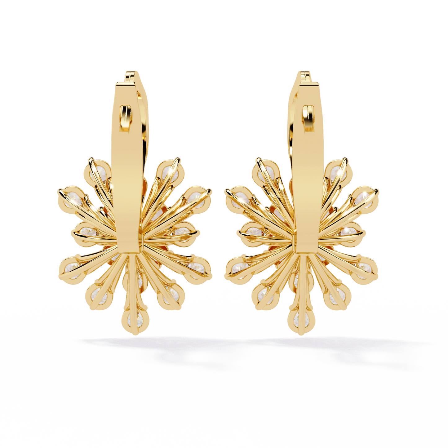 aurora sunburst cluster lab grown diamond drop earrings