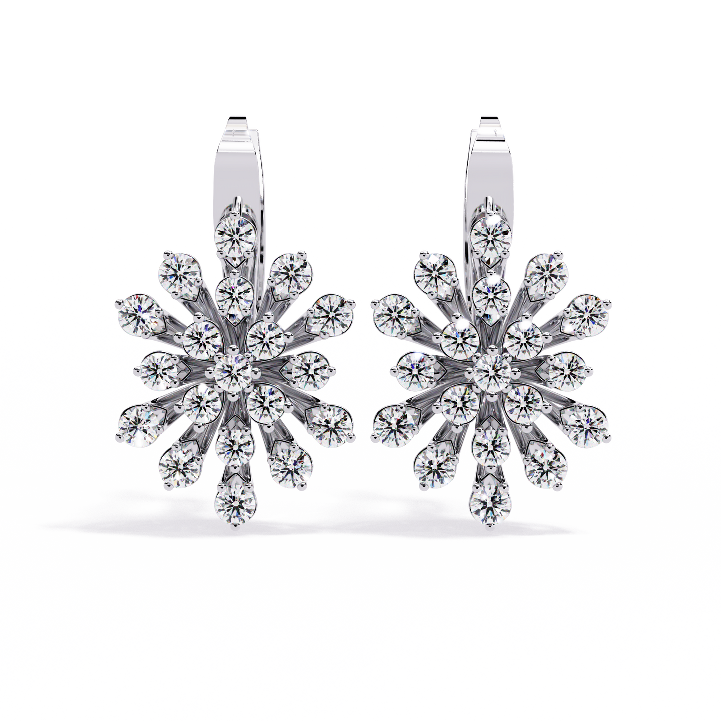 aurora sunburst cluster lab grown diamond drop earrings