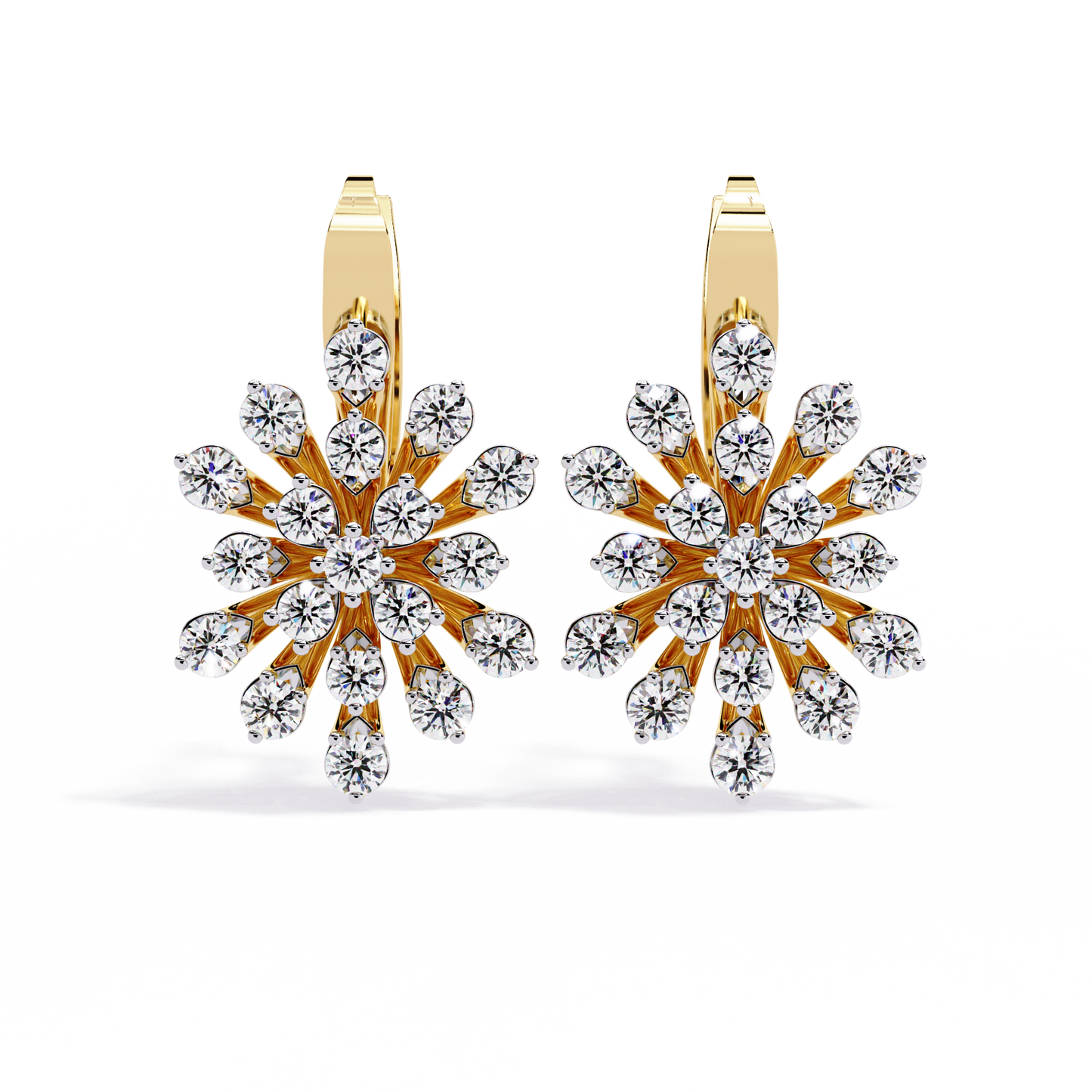 aurora sunburst cluster lab grown diamond drop earrings