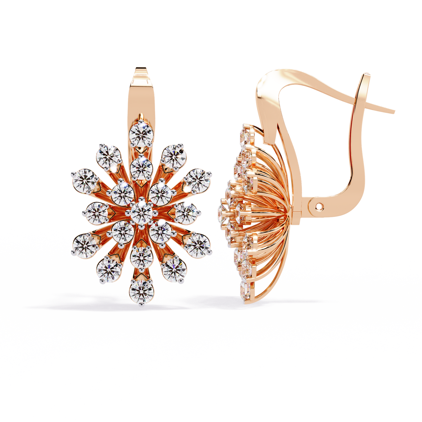 aurora sunburst cluster lab grown diamond drop earrings