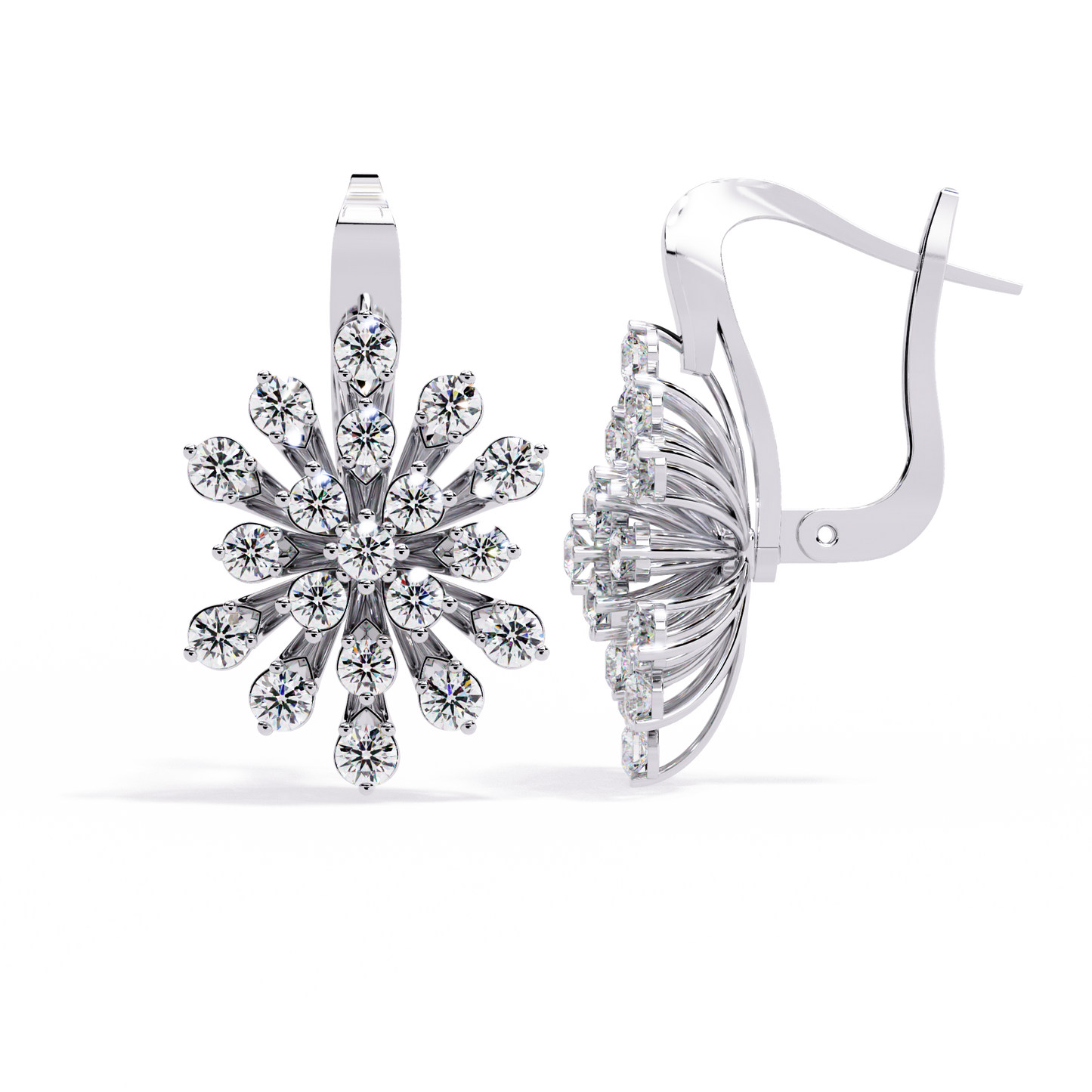 aurora sunburst cluster lab grown diamond drop earrings