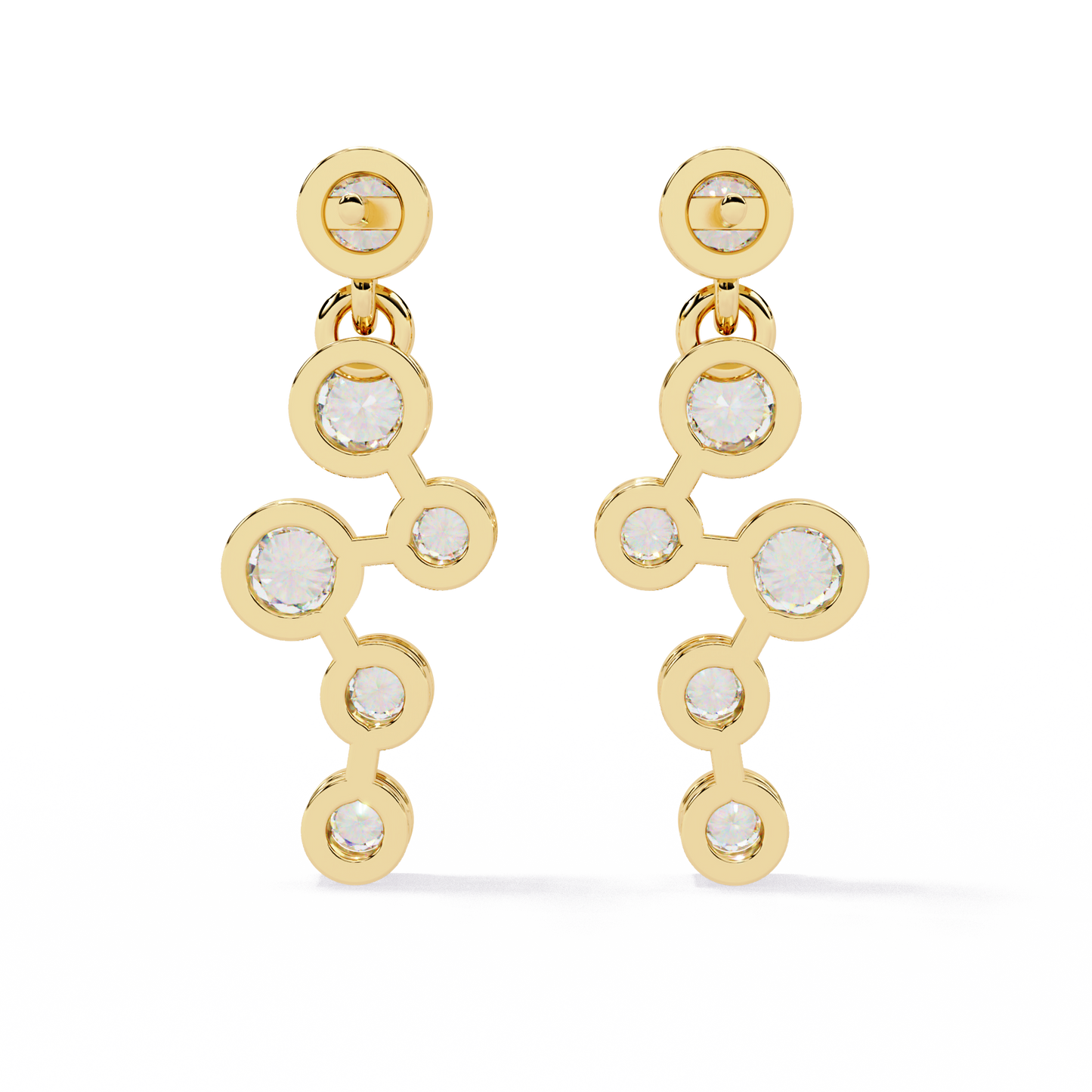 nova bubble bezel drop lab grown diamond earrings
