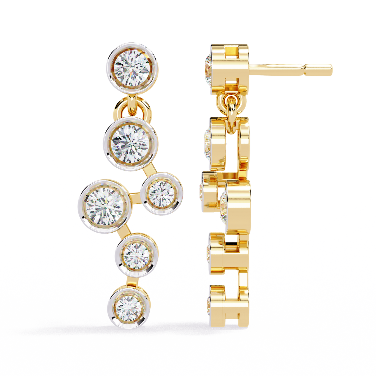 nova bubble bezel drop lab grown diamond earrings