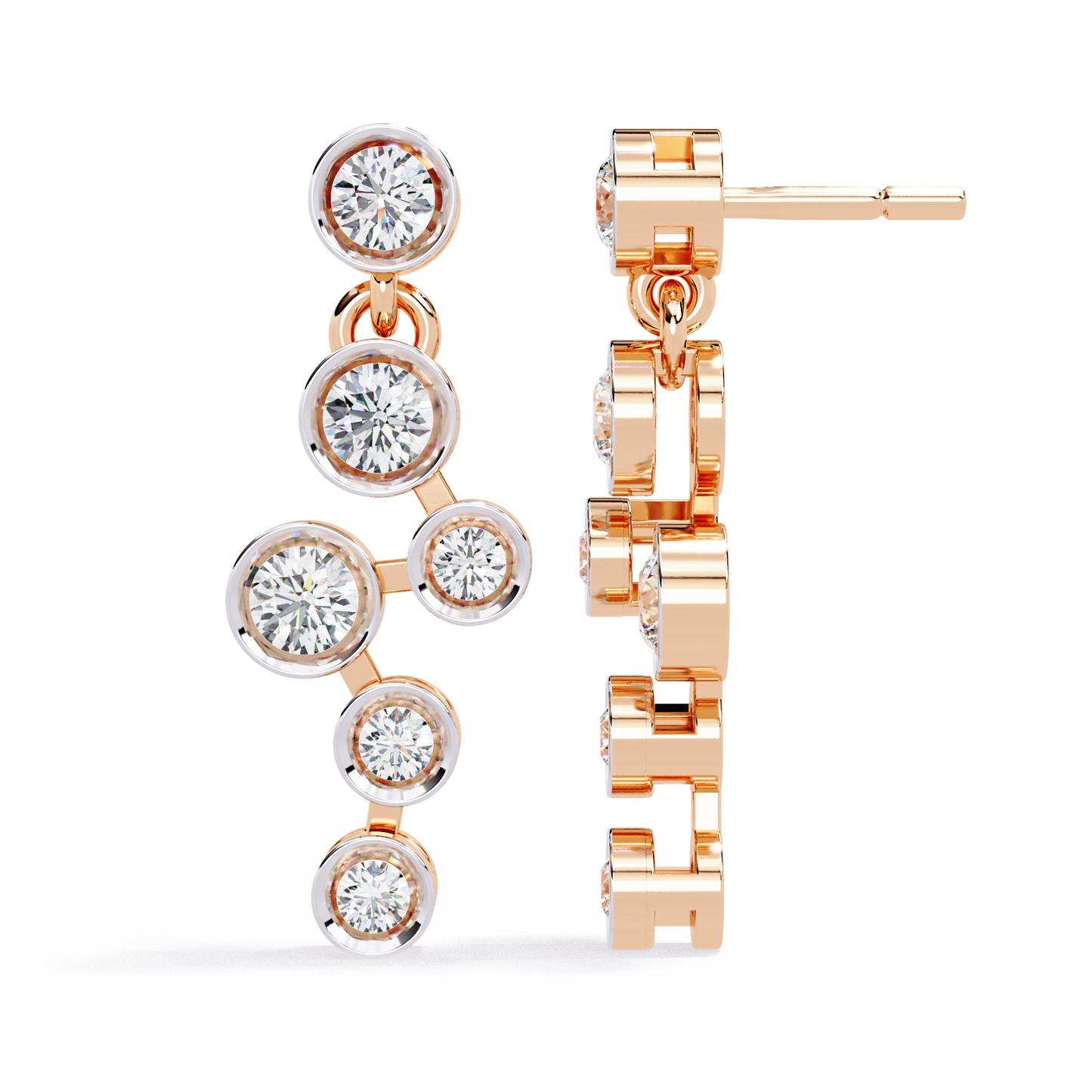 nova bubble bezel drop lab grown diamond earrings