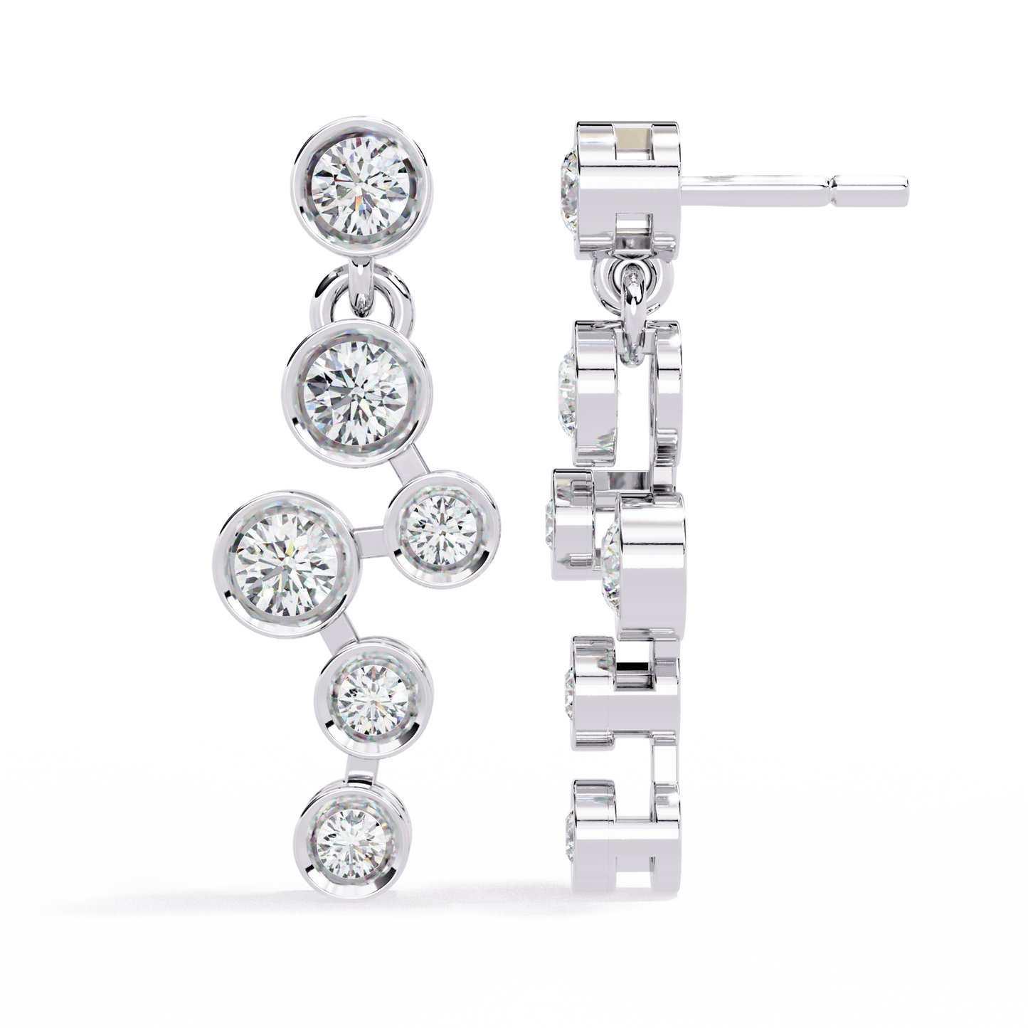 nova bubble bezel drop lab grown diamond earrings