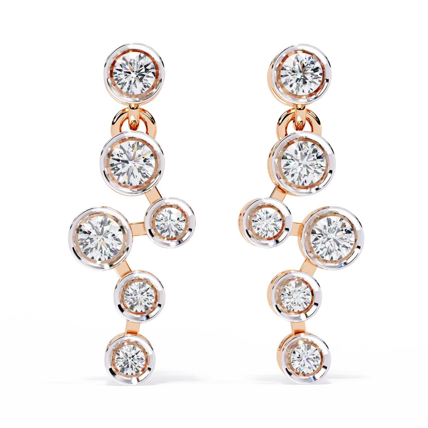nova bubble bezel drop lab grown diamond earrings