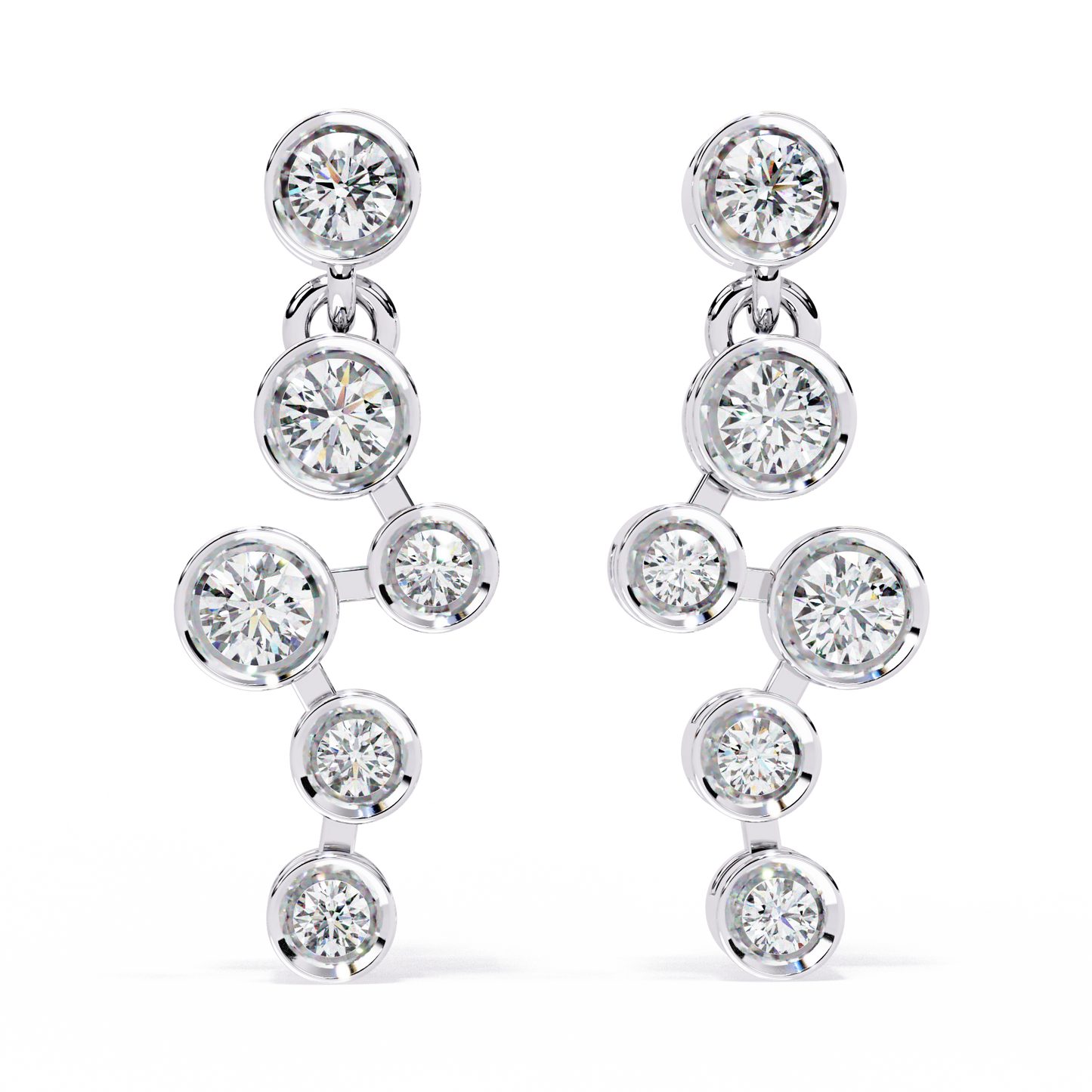 nova bubble bezel drop lab grown diamond earrings