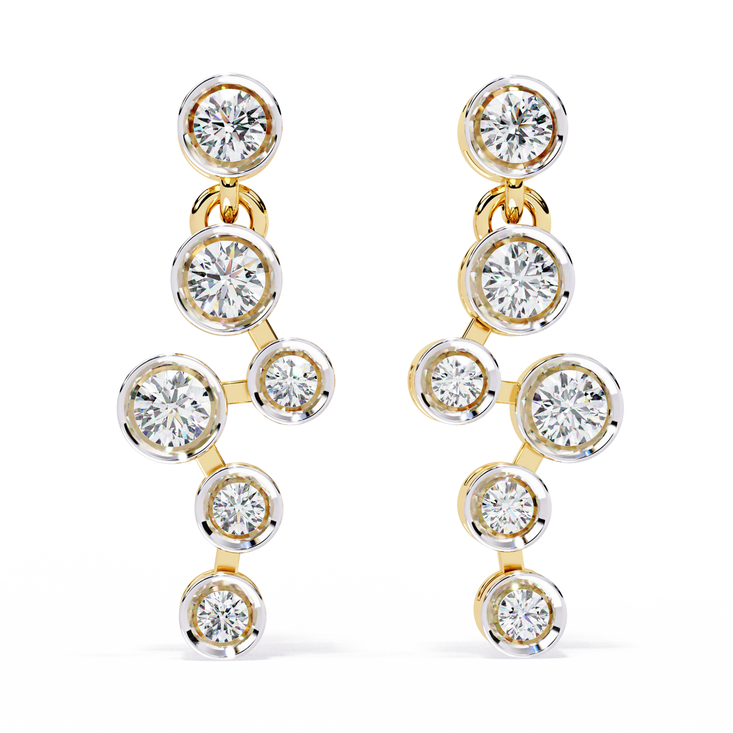 nova bubble bezel drop lab grown diamond earrings