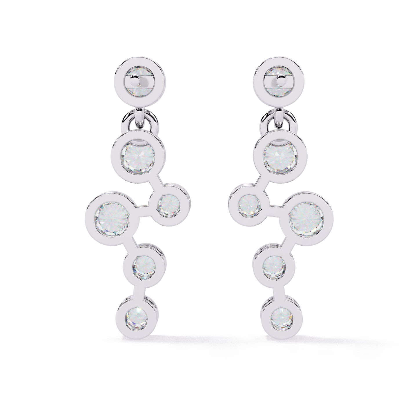 nova bubble bezel drop lab grown diamond earrings