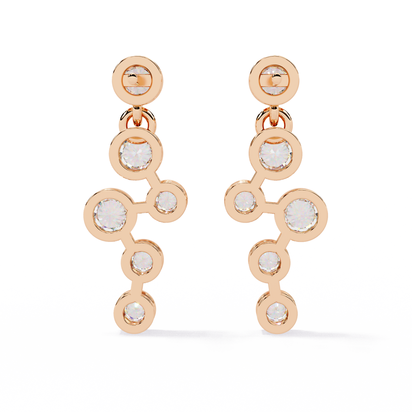 nova bubble bezel drop lab grown diamond earrings