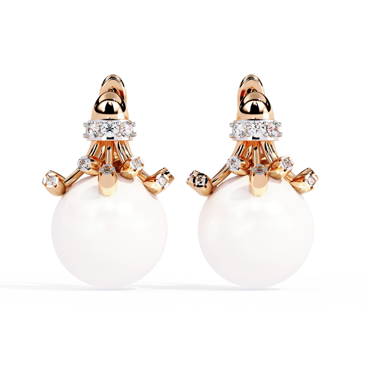 regal blossom pearl & lab grown diamond drop earrings