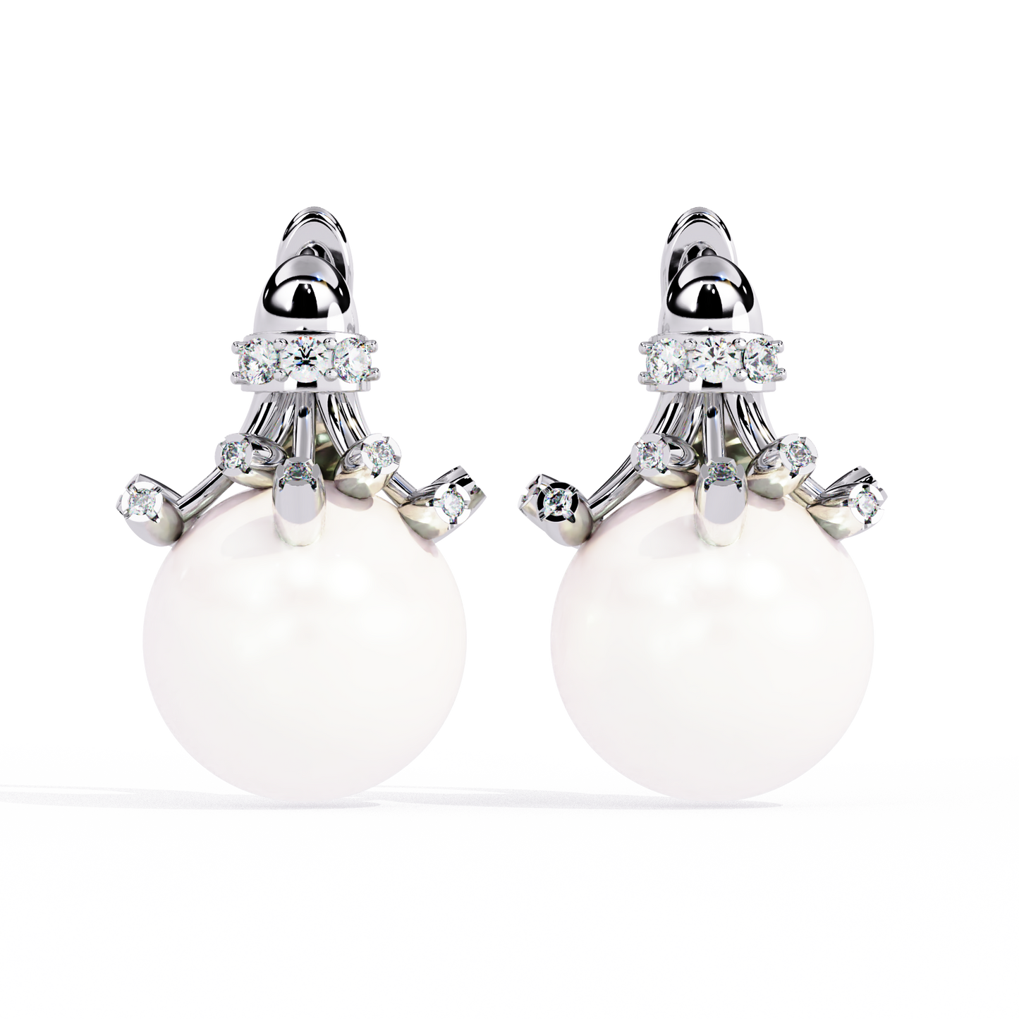 regal blossom pearl & lab grown diamond drop earrings