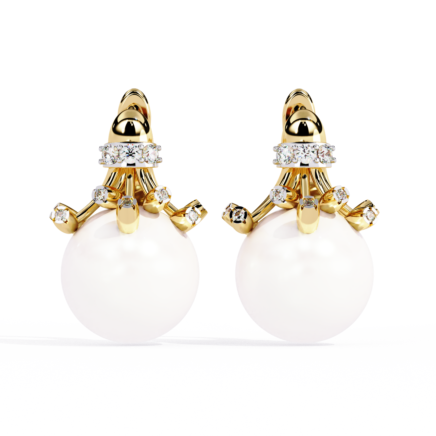 regal blossom pearl & lab grown diamond drop earrings