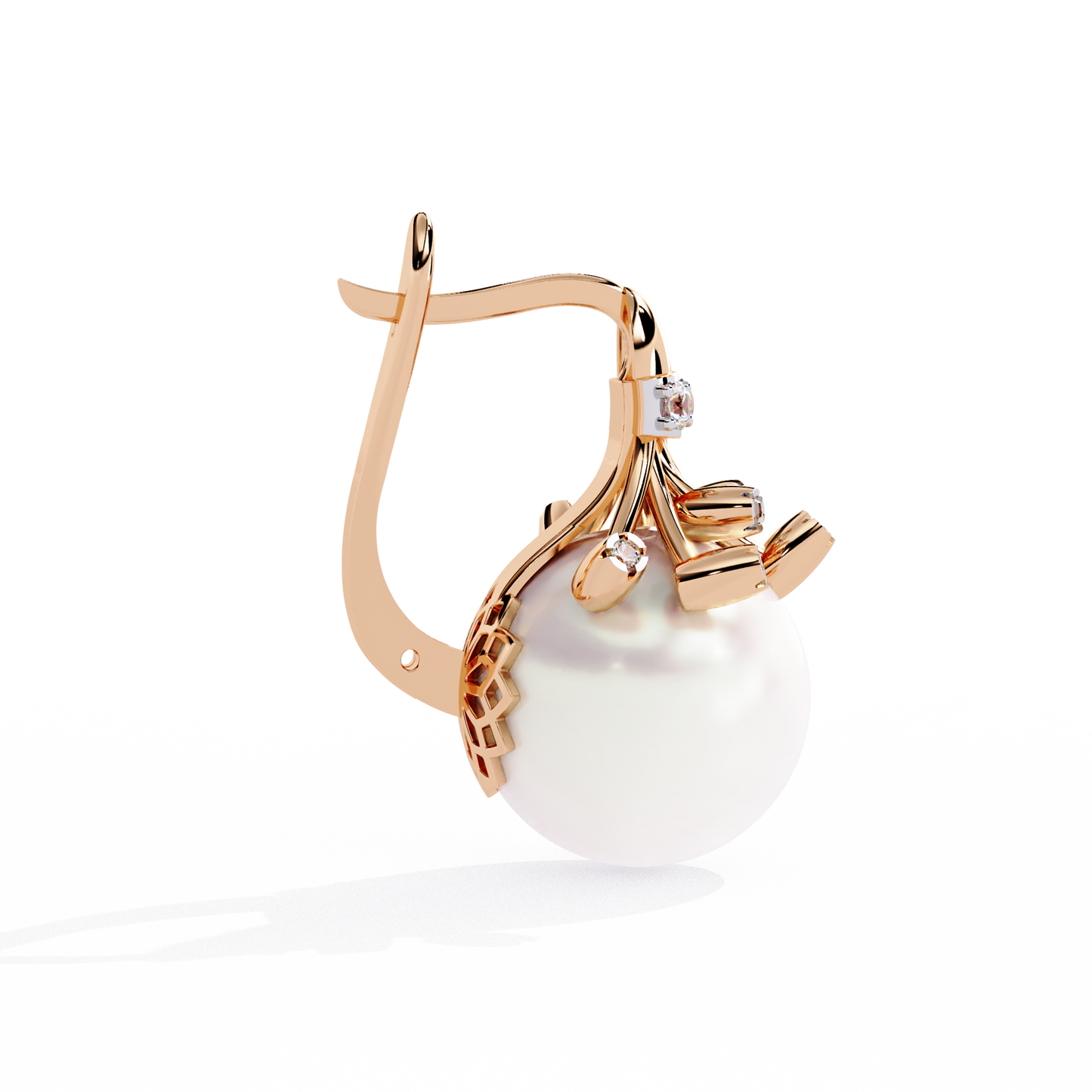 regal blossom pearl & lab grown diamond drop earrings