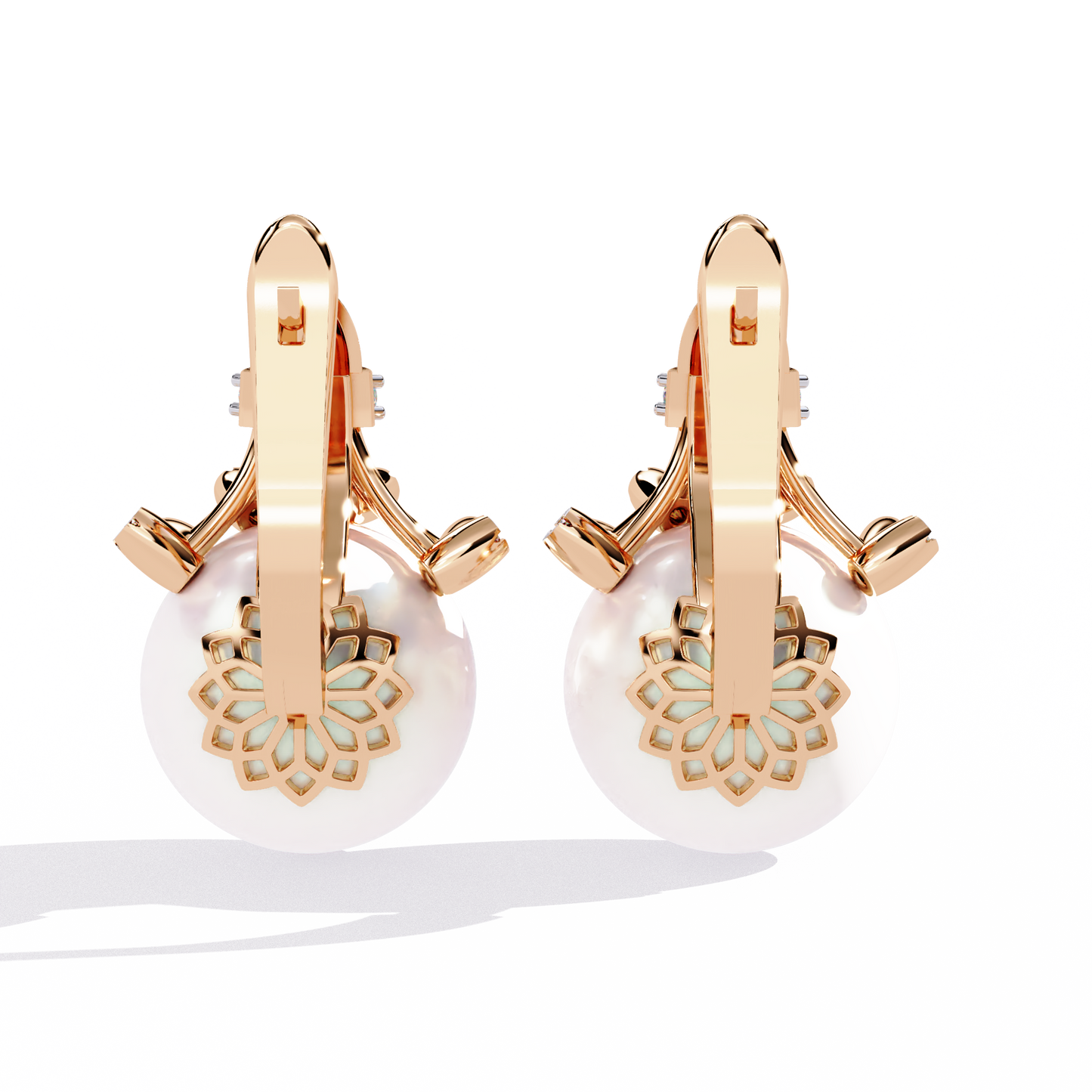 regal blossom pearl & lab grown diamond drop earrings